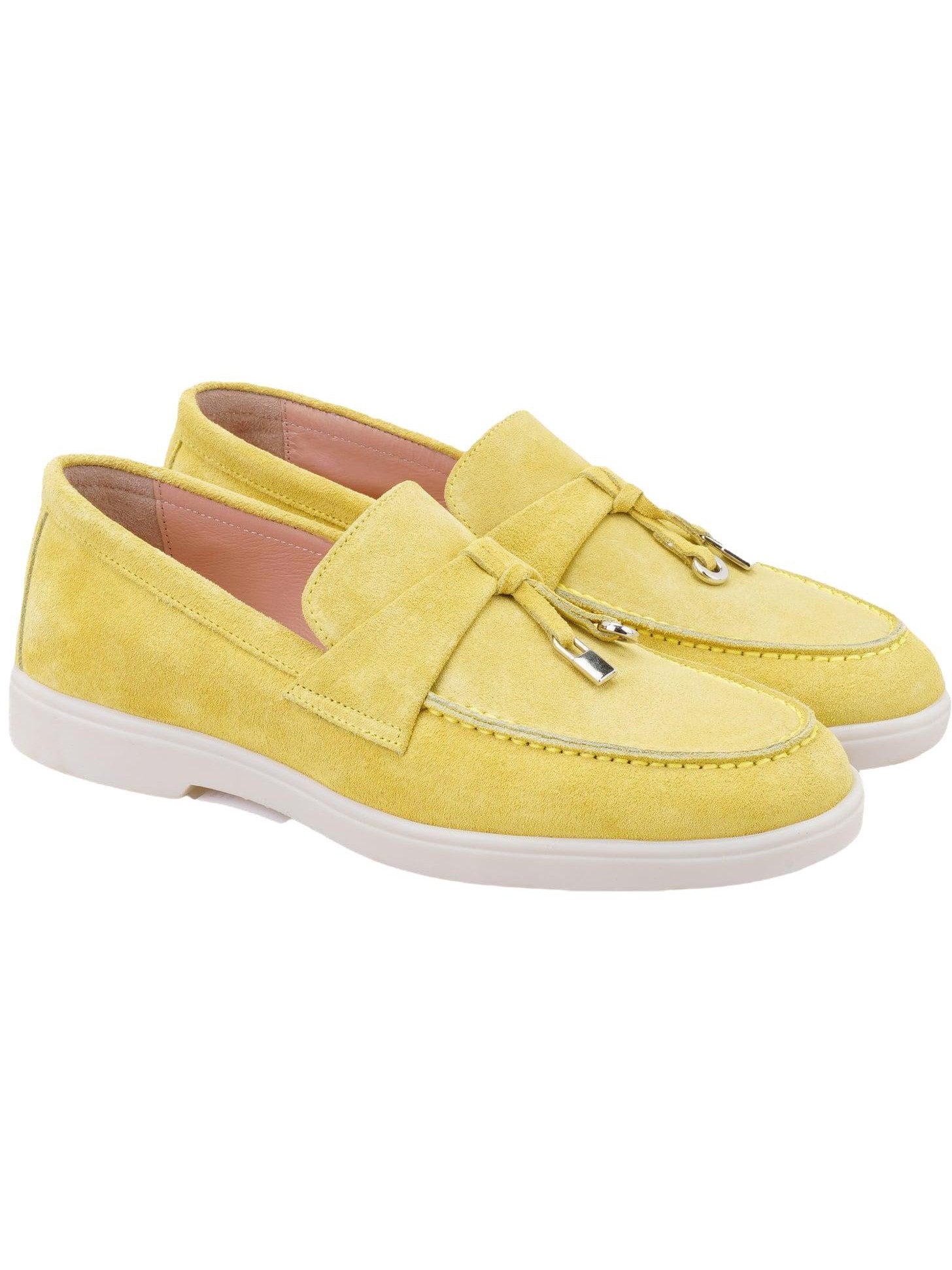 Desa Damen-Slipper aus Wildleder – Lederfutter, Synthetiksohle, flacher Ab Loafer