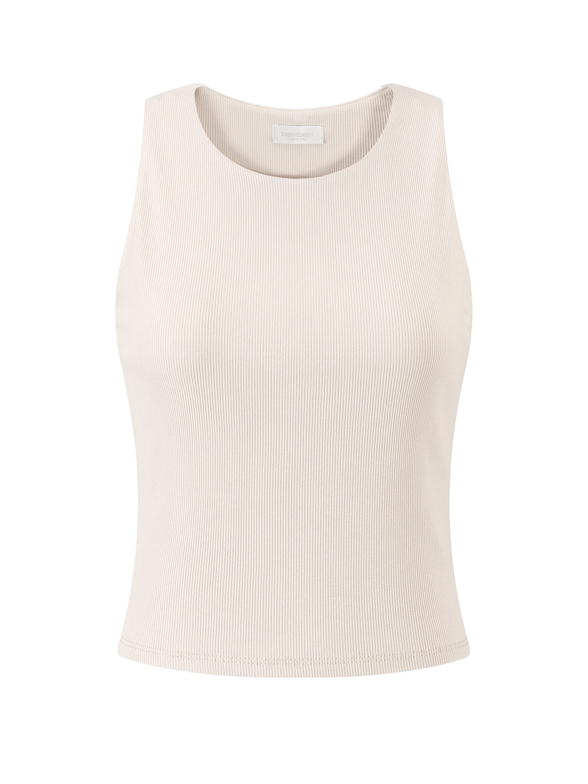 T-Shirt Trägertop aus feinem Rippenstrick für Damen