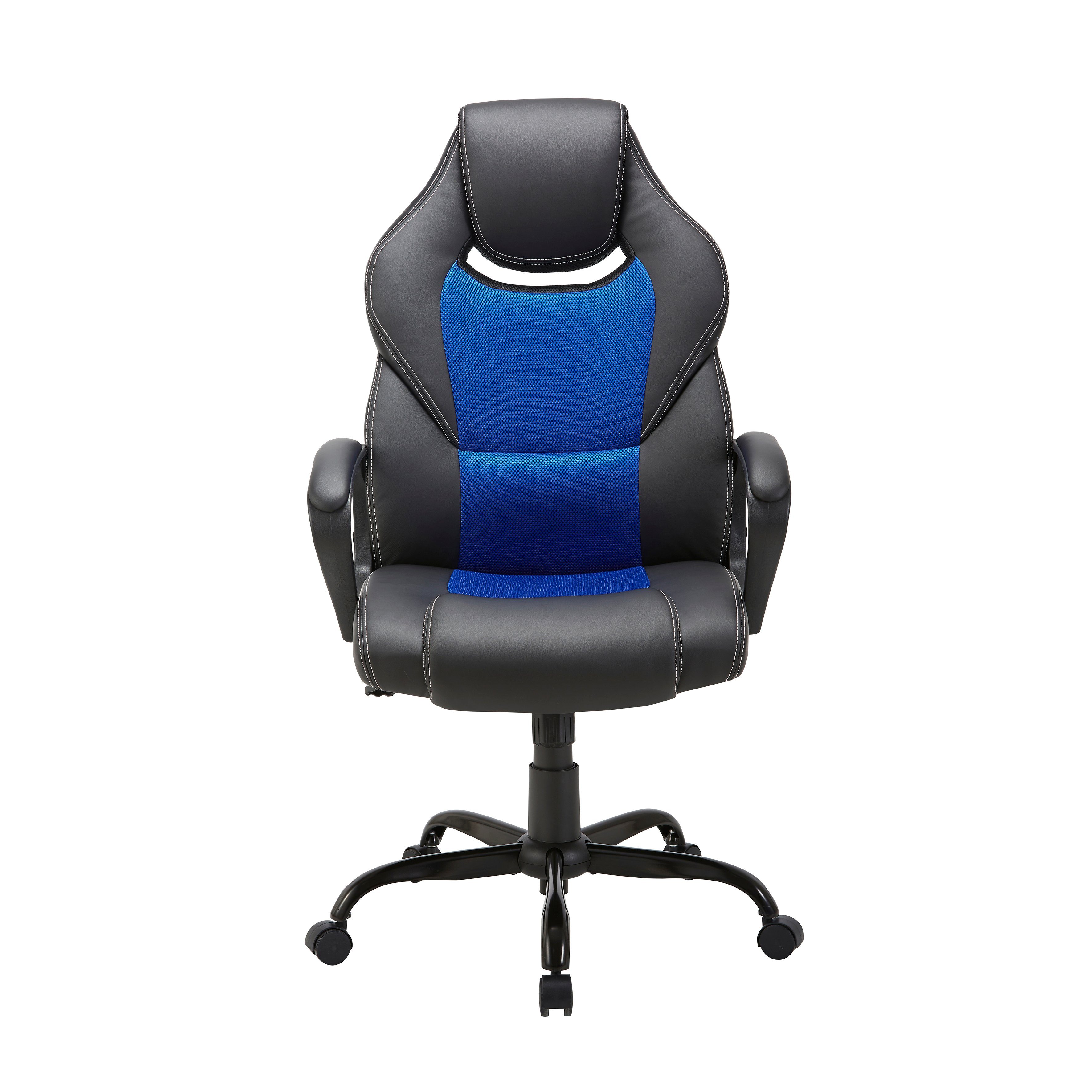 Zedelmaier Bürostuhl ergonomisch chefsessel Schreibtischstuhl Drehstuhl, Schwarz Schwarz blau mit Stuhl mit Gaming bürostuhl, höhenverstellbar Blau und Wippfunktion