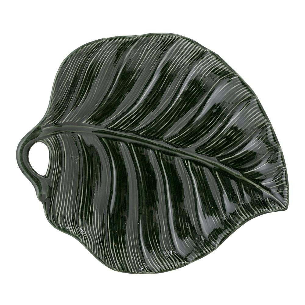 Blatt, Dekoteller Steingut, dänisches Savanna Bloomingville Design Grün, Teller 25,5x22,5 cm, Schale,