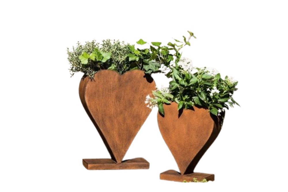 Home-trends24.de Übertopf Pflanzer Herz Rost Set Optik Herbst Deko Übertopf Metall