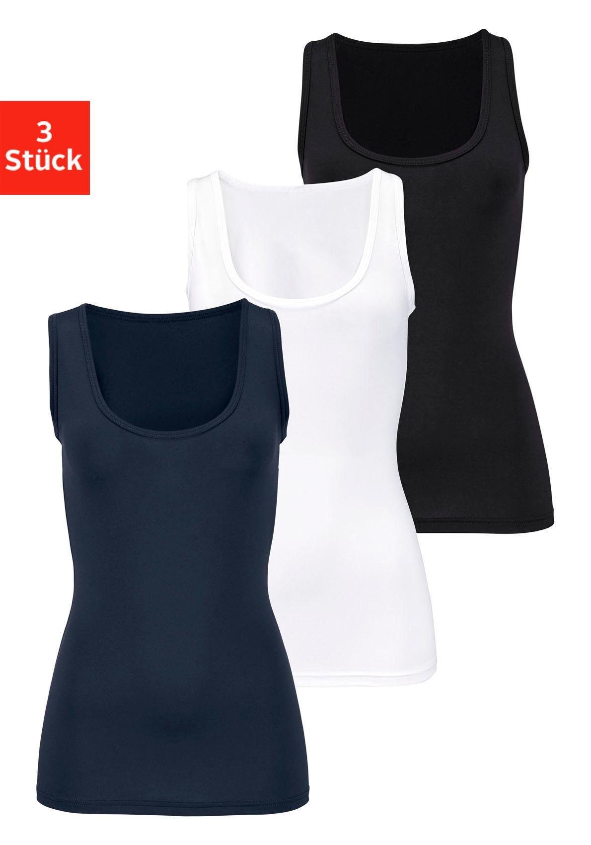 Vivance Active by Lascana Unterhemd (3er-Pack) aus weicher Microfaser, Tanktop, Unterziehshirt