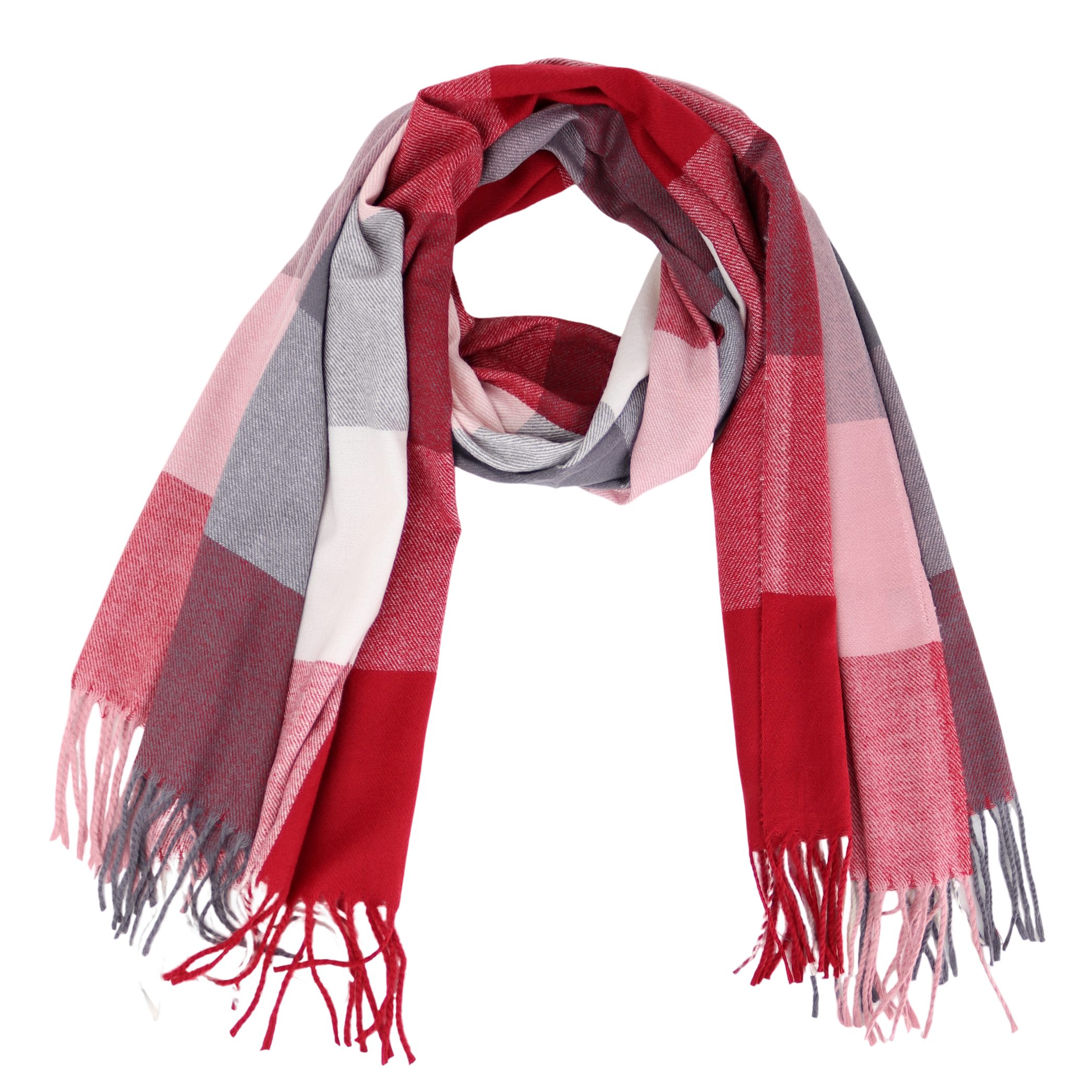 MIRROSI Modeschal weicher und warmer karierter Schal mit Fransen, 70x180cm, (Viele tolle Farboptionen zur Auswahl), Damen Halstuch ideal für Herbst und Winter – Bild 5 von 5