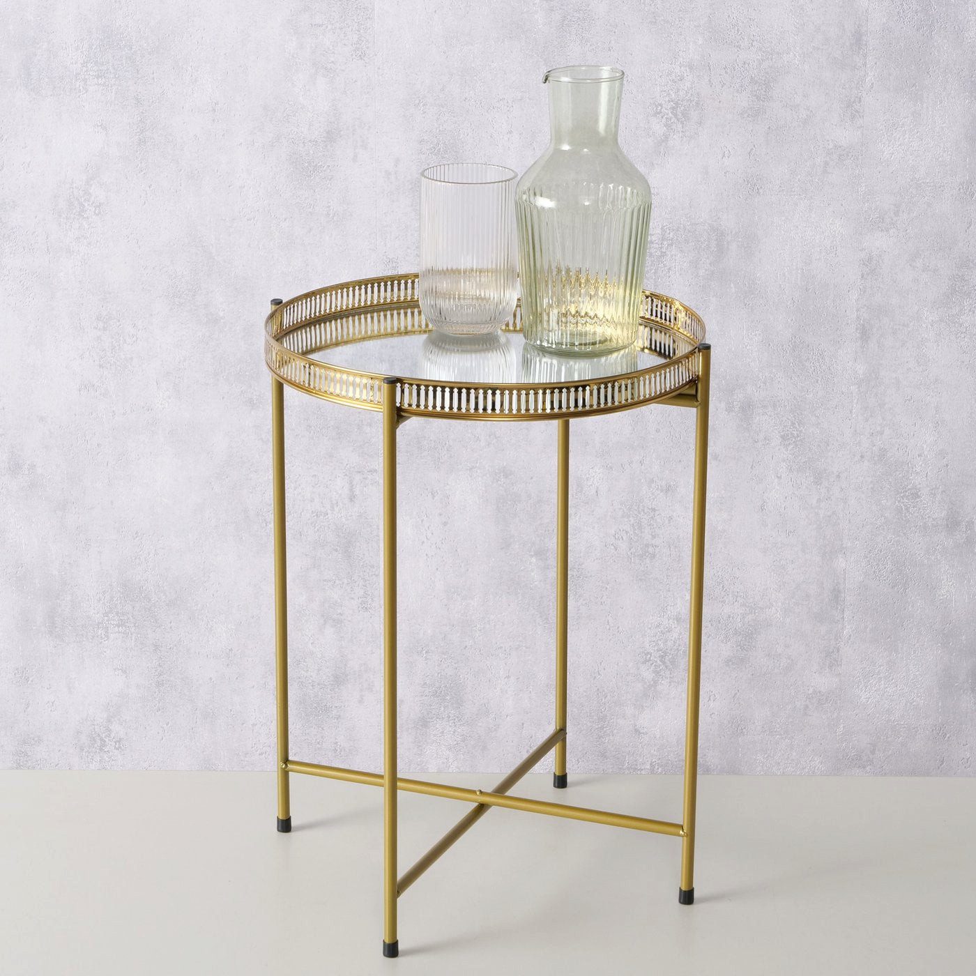 BOLTZE Tabletttisch Tabletttisch/Beistelltisch aus Metall mit Spiegelfläche gold 47 cm von