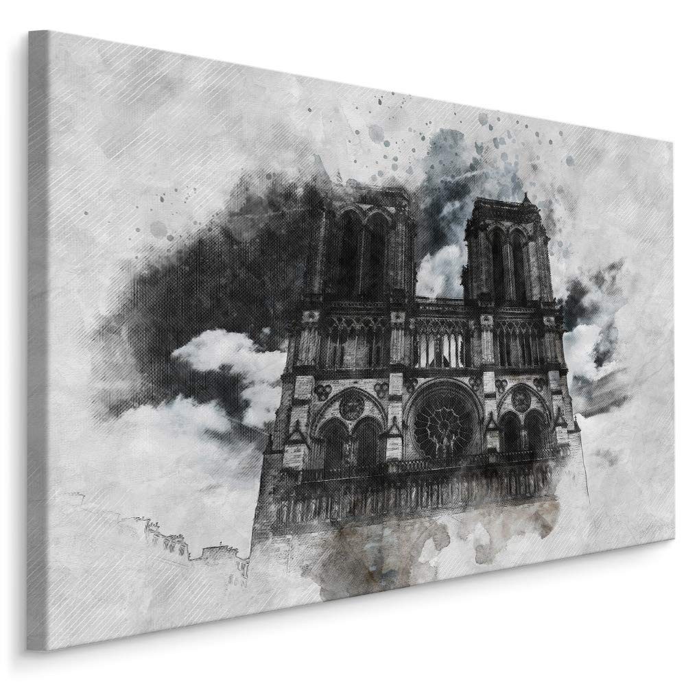 Muralo Leinwandbild Architektur – Leinwandbild Wandbild Kunstdruck Wohnzimmer, Gebäude (1 St), Stadt – Paris – Notre Dame, 120 x 80 cm, aufhängefertig