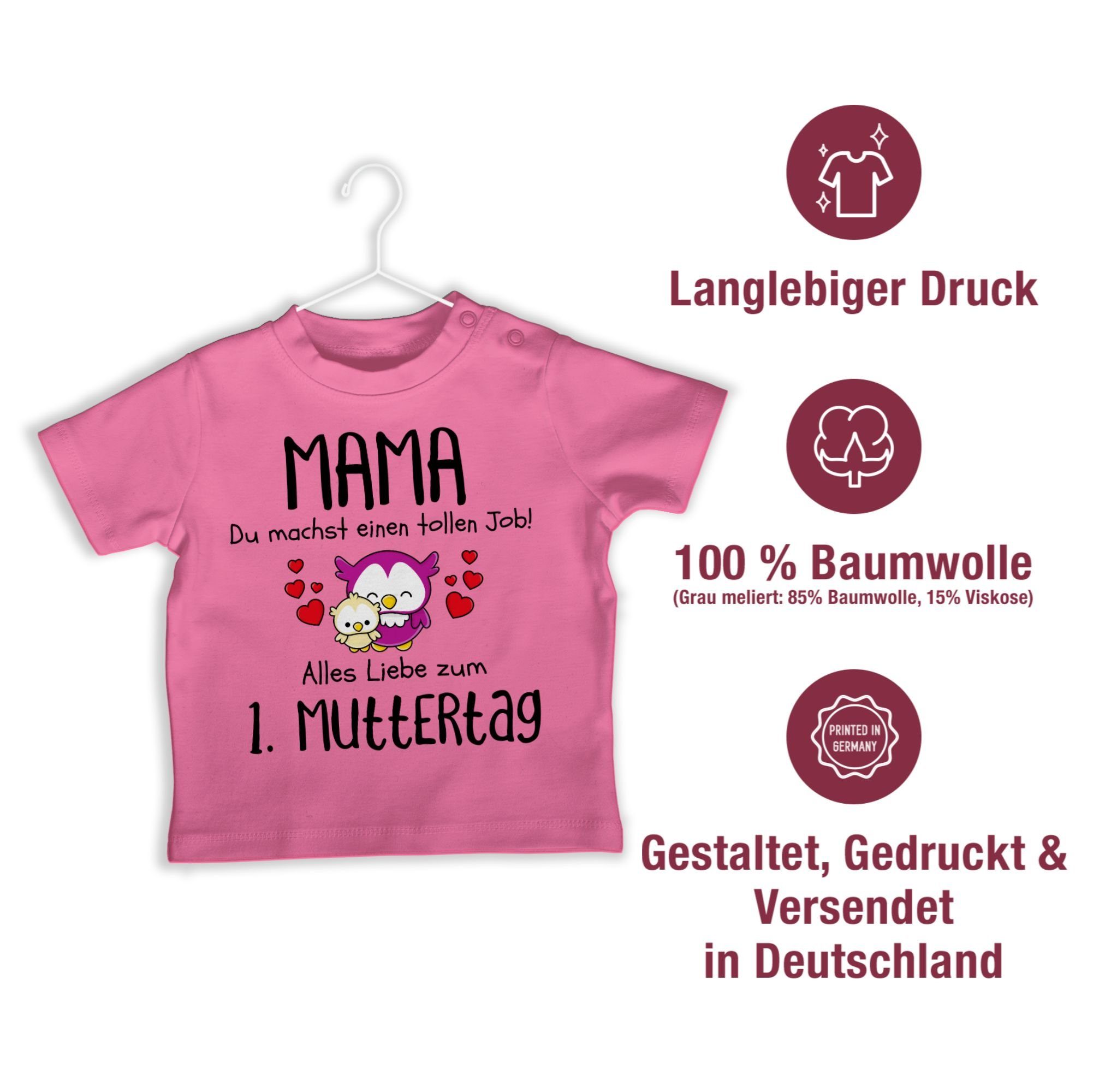 Erster - Muttertagsgeschenk 1. T-Shirt Mama Shirtracer 2 Muttertag Pink