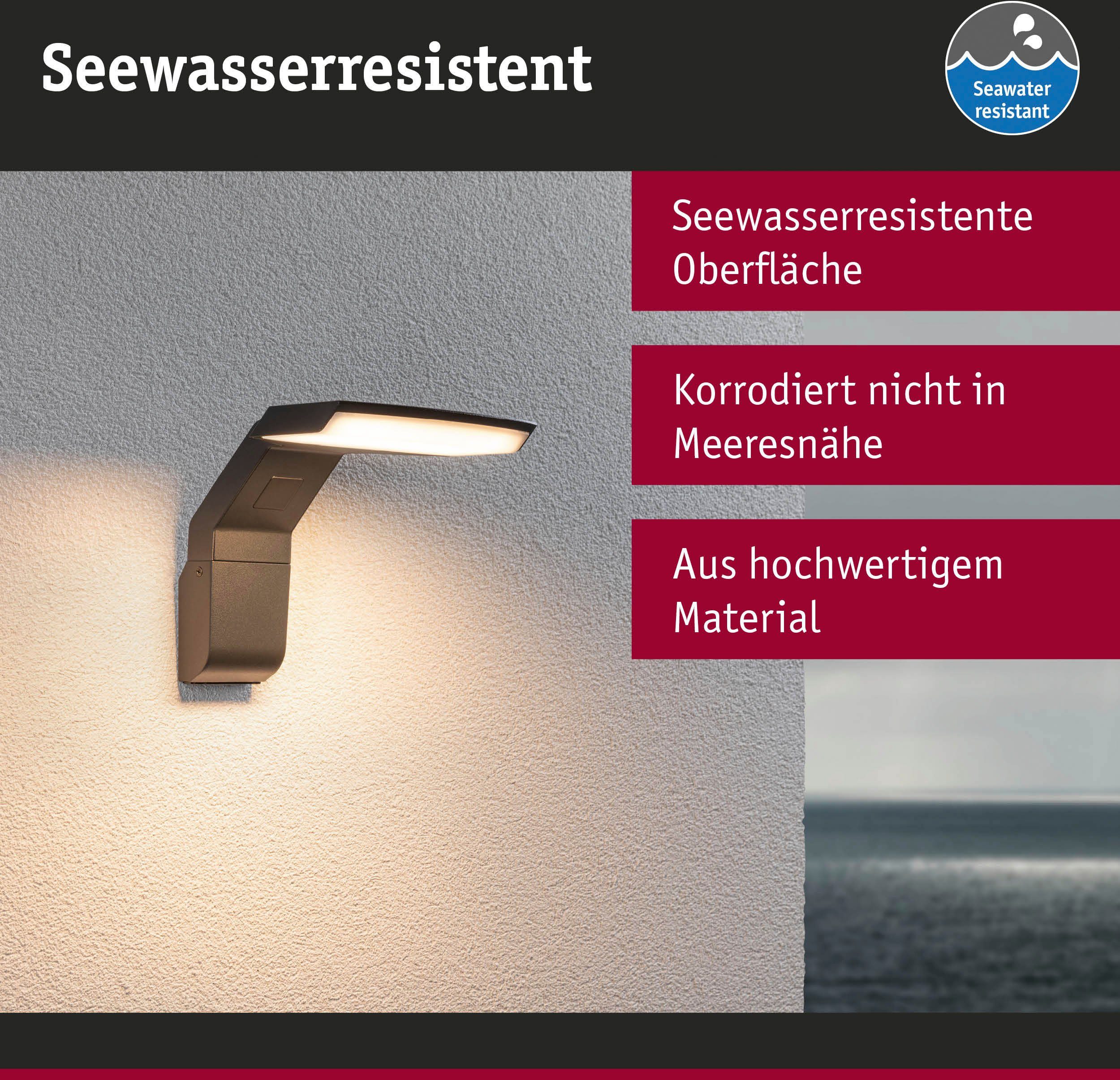 Paulmann LED Außen-Wandleuchte Zenera 230V 3000K anthrazit, LED fest integriert, Warmweiß, seewasserresistent