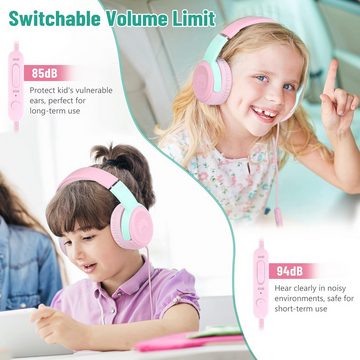 RockPapa Klangqualität Kinder-Kopfhörer (Das komfortable Design mit verstellbarem Kopfband bietet die ideale Passform, mit beeindruckenden 40-mm-Lautsprechertreibern &sicherem Audio Teilen)