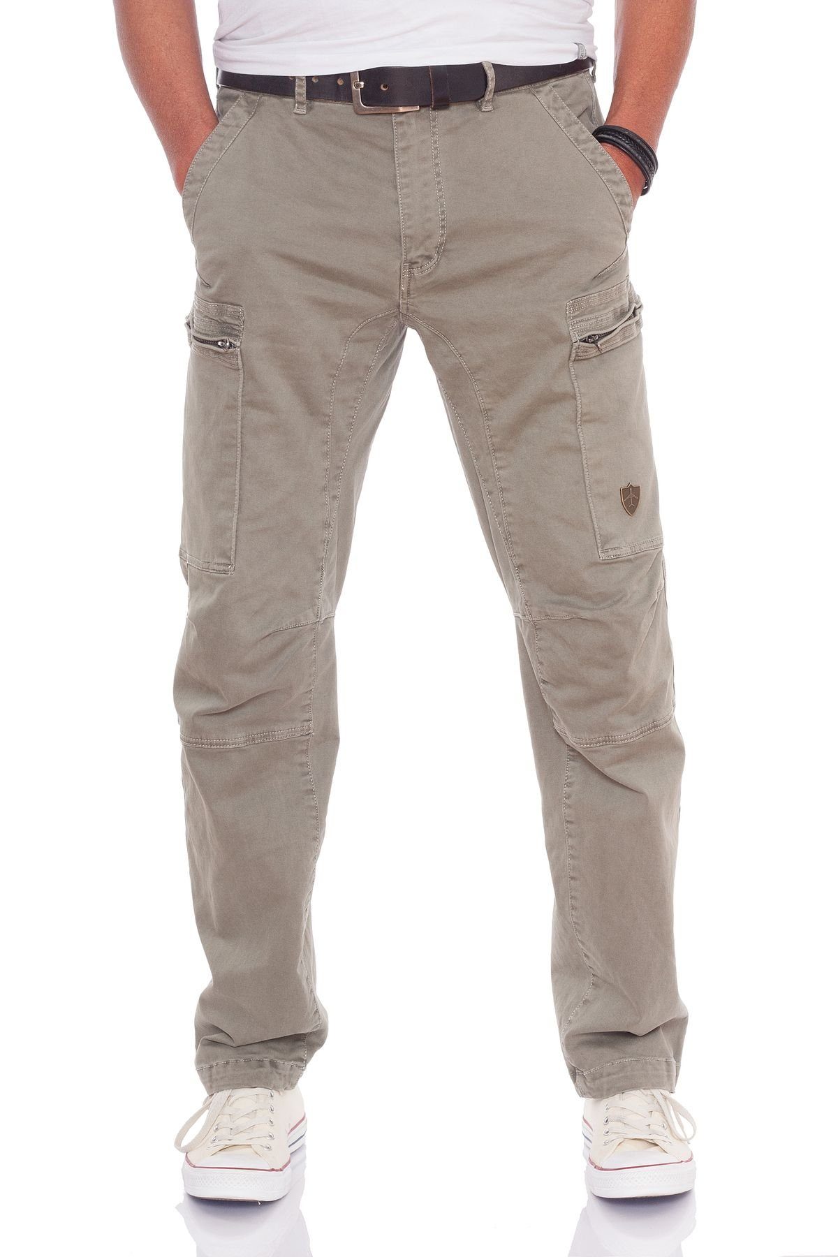 Jet Lag Cargohose schlank geschnitten flachen Grey mit Dark Seitentaschen