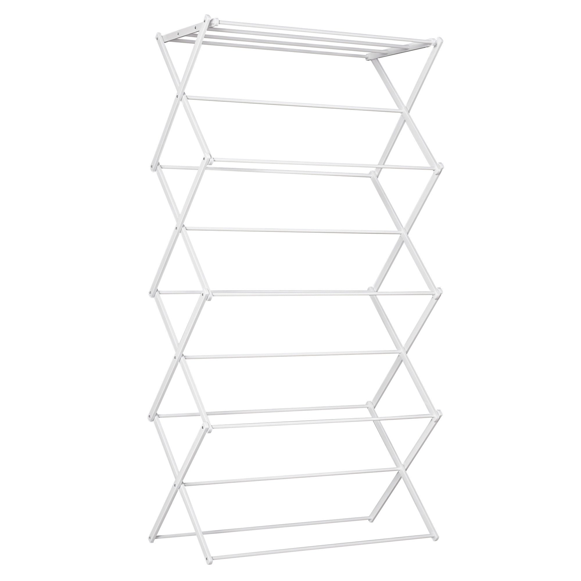HOMCOM Wäscheständer faltbar 8-stufiger Trockengestell, Metall Kunststoff Weiß 74 x 35 x 144 cm