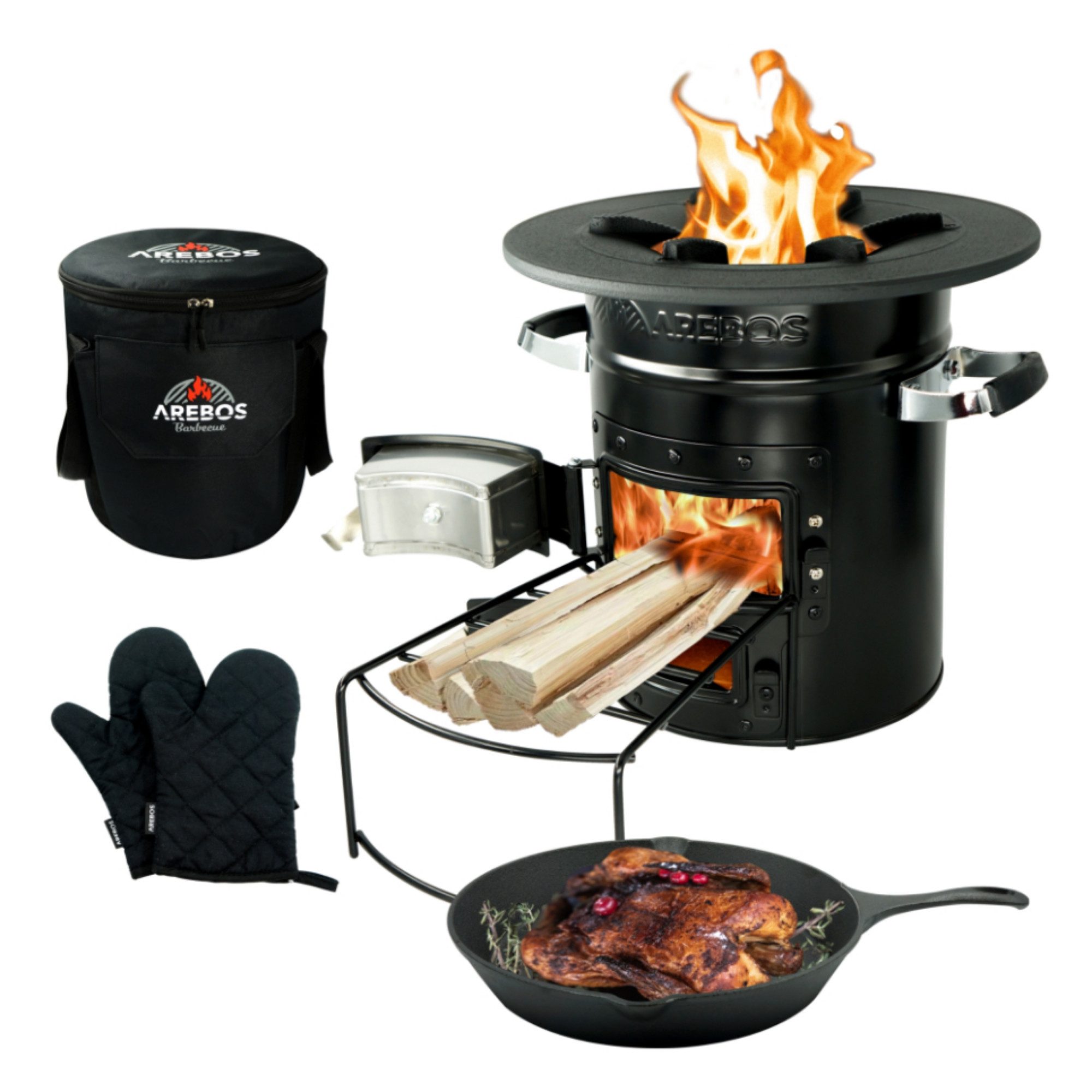 Arebos Feuerstelle Raketenofen inkl. Grillpfanne Dutch günstig online kaufen