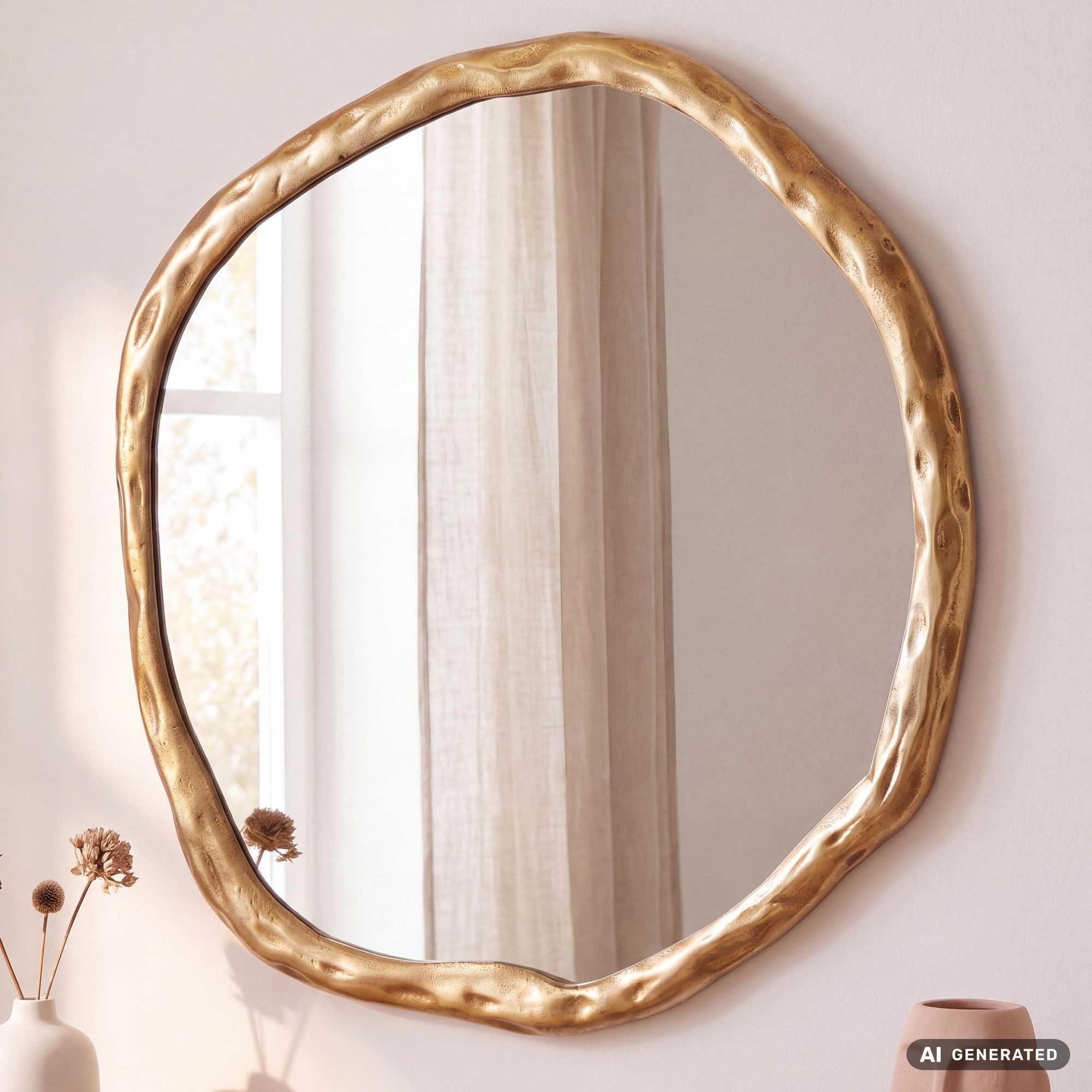 FINEBUY Wandspiegel Flurspiegel Asymmetrisch 60 cm Spiegel Flur Hängespiegel FB102784 (Dekospiegel Wand Unförmig, Asymmetrisch 60x60 cm), Flurspiegel Garderobenspiegel, Hängespiegel Modern