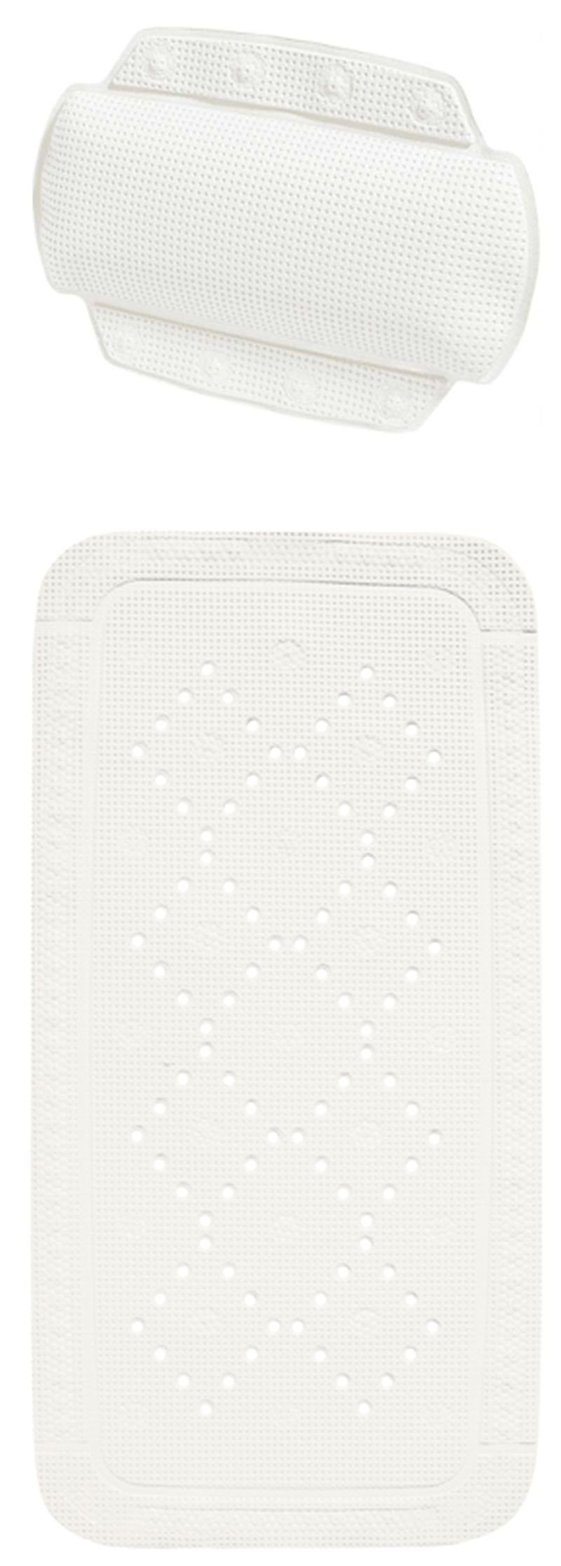 spirella Wanneneinlage Set ALASKA, 2-tlg., bestehend aus: Wanneneinlage 91x 36 cm, Nackenkissen 32x23 cm, Dusch- und Wanneneinlage + gepolstertes Kissen, PVC, mit Saugnäpfen, rutschfest, antibakteriell, waschbar - in vielen Farben erhältlich