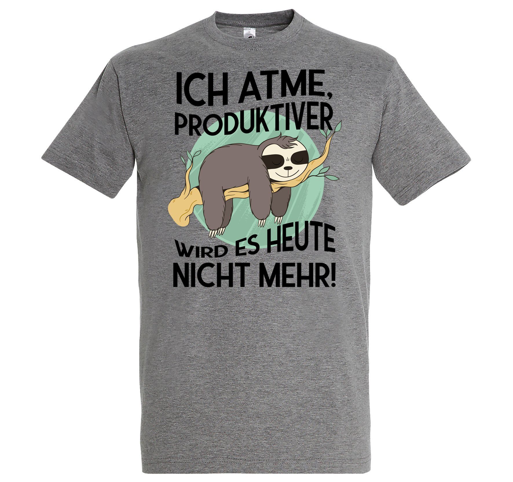 Designz nicht mit Produktiver heute Youth mehr Frontprint Shirt lustigem Ich T-Shirt es Herren Grau Atme, wird