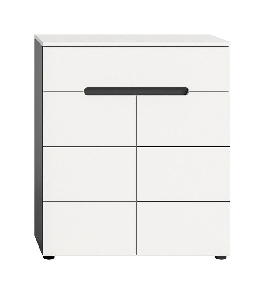 xonox.home Sideboard Schuhschrank, Kommode Canu, Weiß / Basalt grau, 80 cm