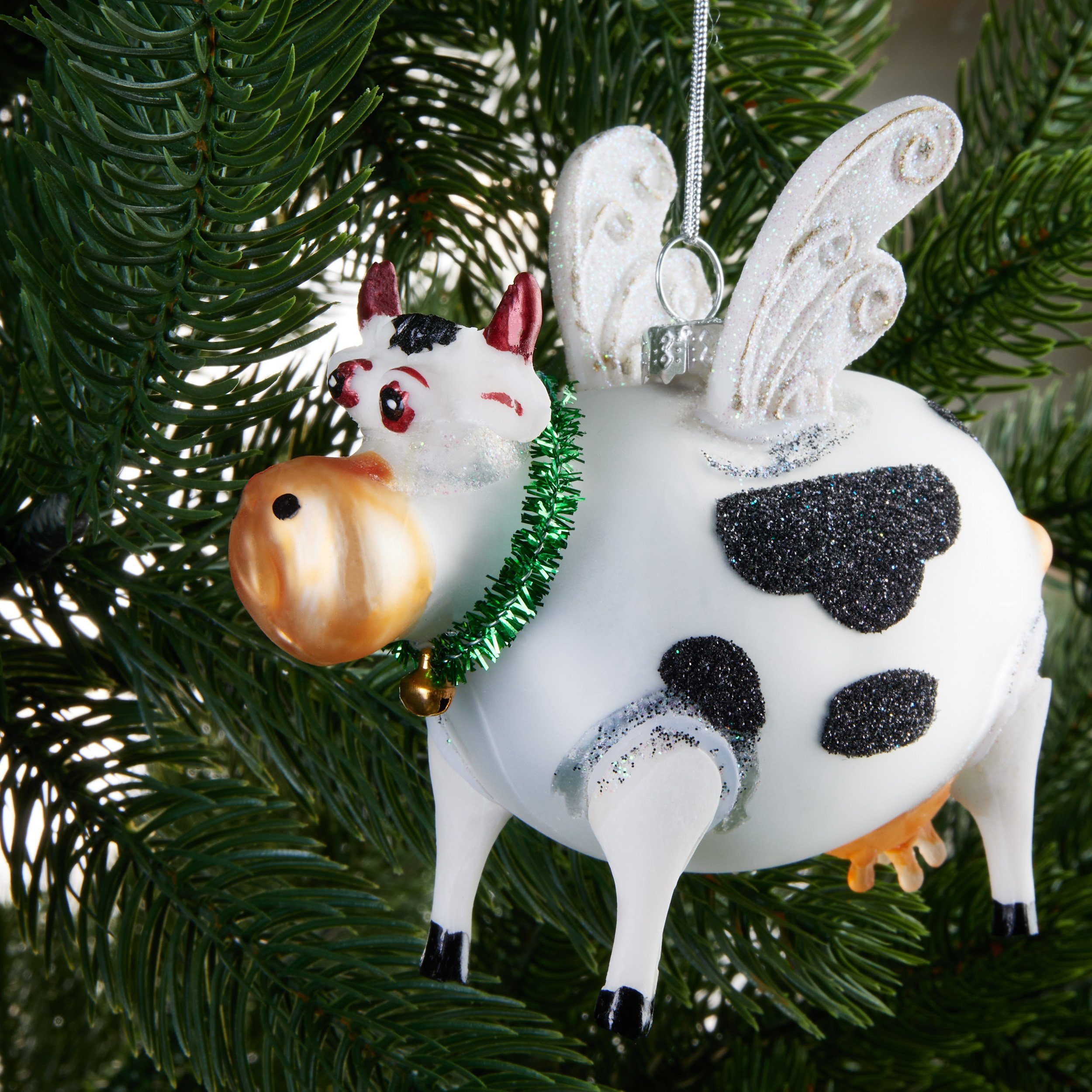 BRUBAKER Weihnachtsbaumkugel Fliegende Kuh Weihnachtskugel - Handbemalter C günstig online kaufen
