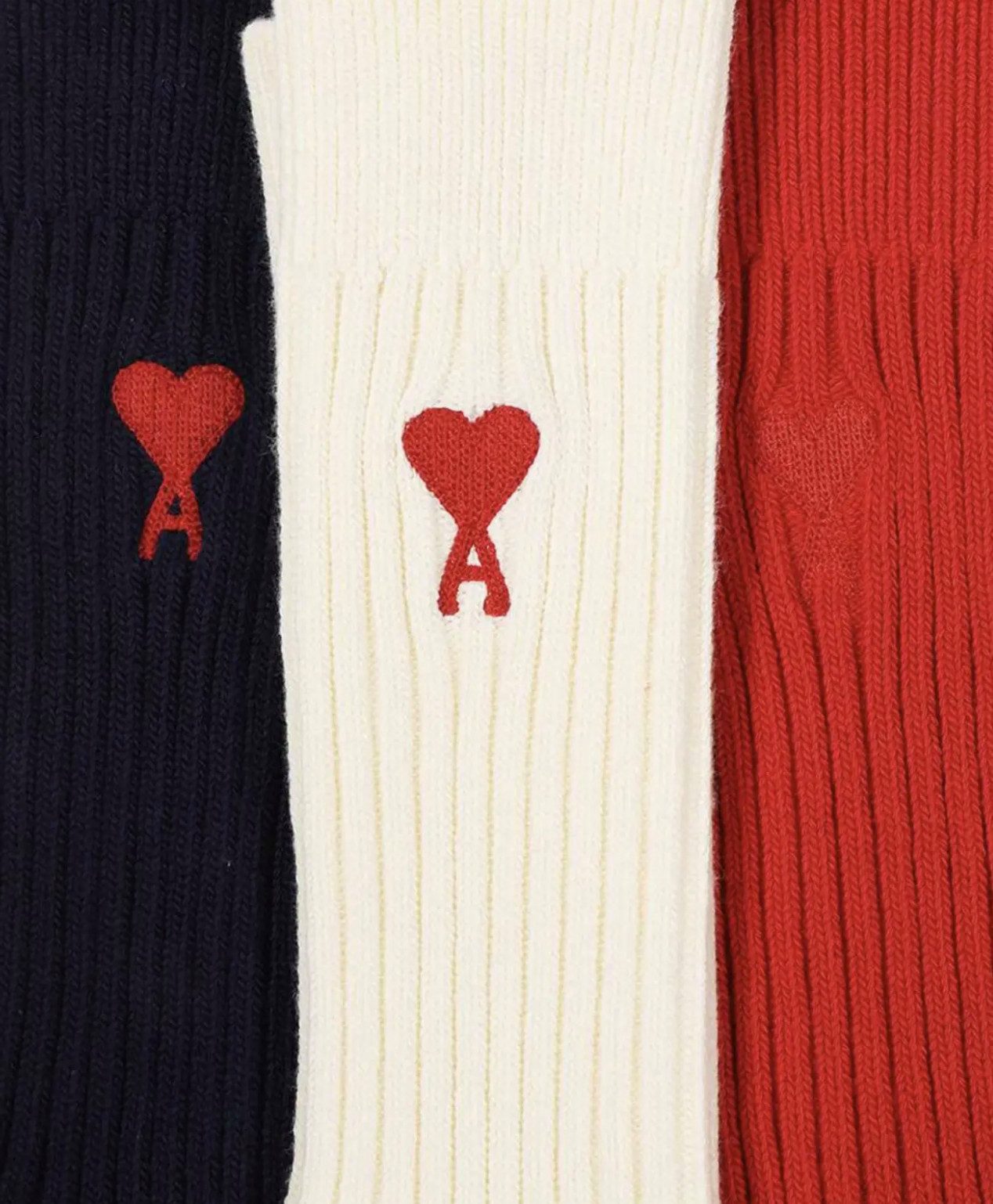 AMI PARIS - ALEXANDRE MATTIUSSI Freizeitsocken Unisex 3-er Pack Ami de Coeur Geschenk-Set Ribbed Knit für eine klassische, zeitlose Optik