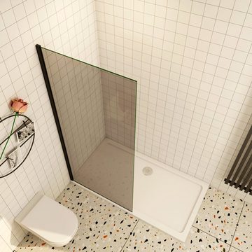 duschspa Duschwand Schwarze Duschtrennwand Duschwand Walk in Dusche ESG Glaswand, Einscheibensicherheitsglas, Sicherheitsglas, (Set), Glas