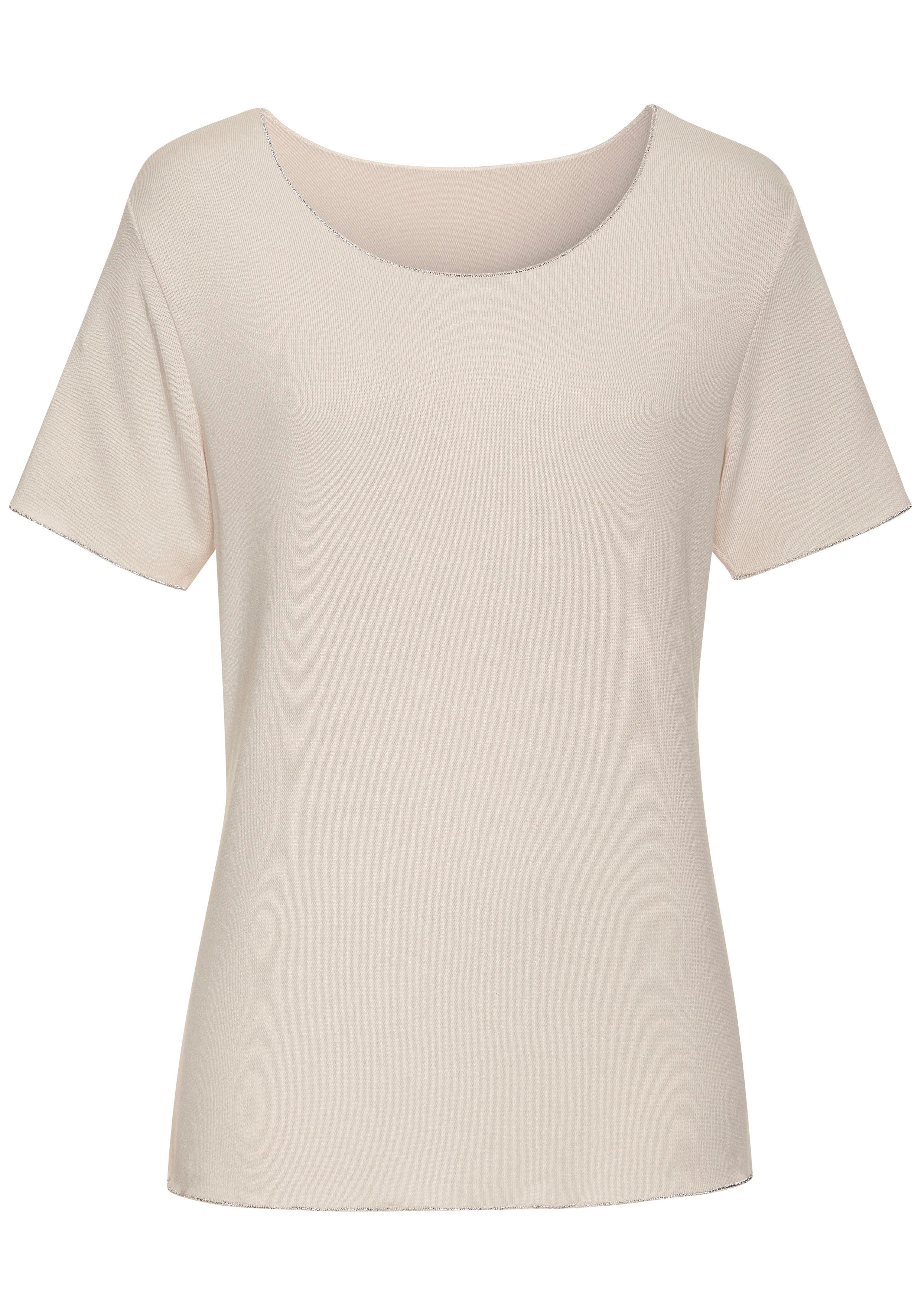 LASCANA Rundhalsshirt "mit feiner Glitzereinfassung", aus weichem Viskose-F günstig online kaufen