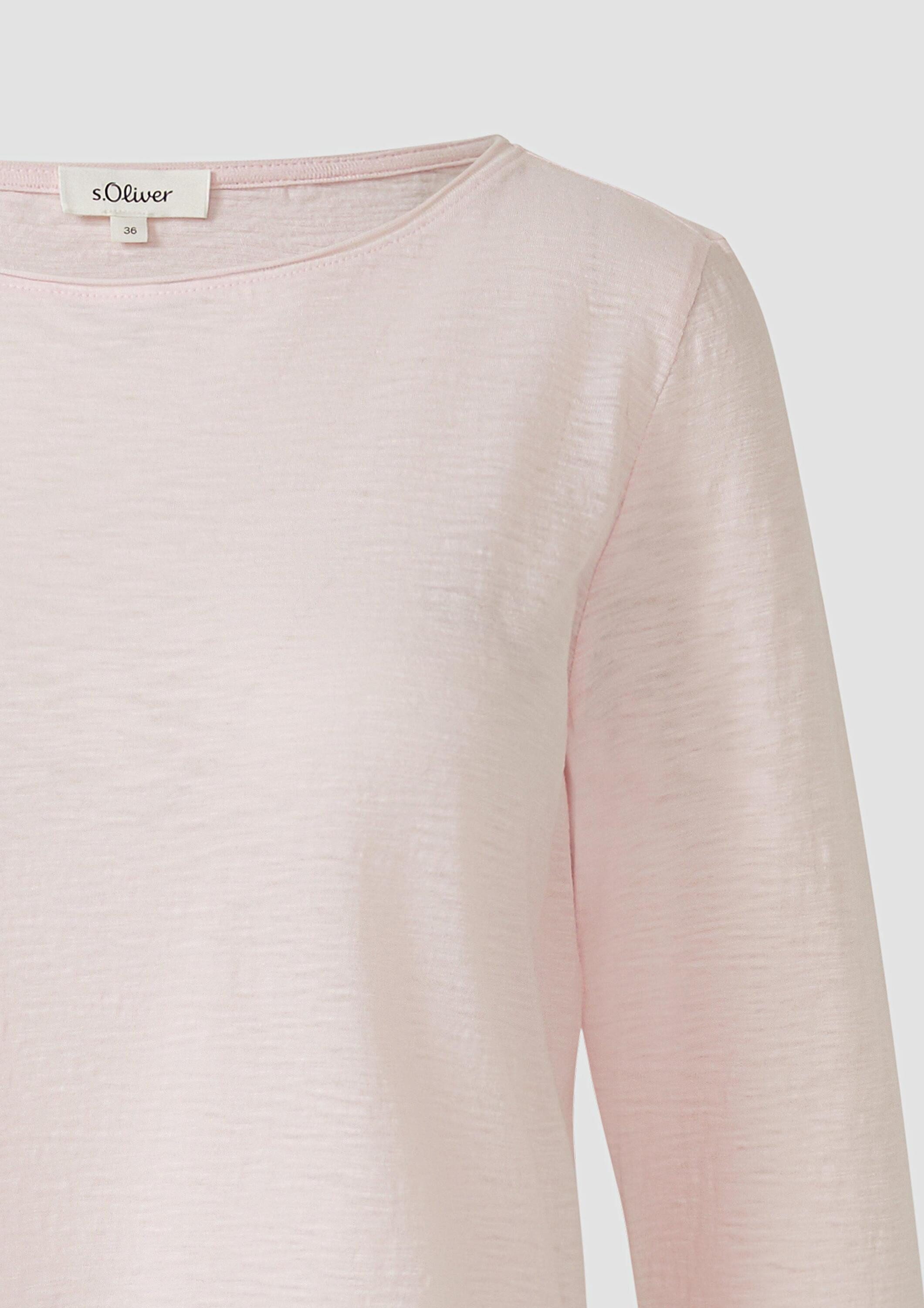 s.Oliver 3/4-Arm-Shirt T-Shirt Shirt mit Flammgarnstruktur und 3/4-Ärmeln