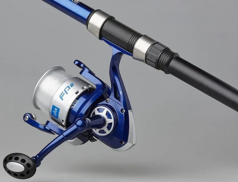 DAM Fishing Brandungsrute DAM SET - FP2 Surfcasting-Combo 4,2m - Rute+Rolle+Schnur, Moderne blaue Farbe