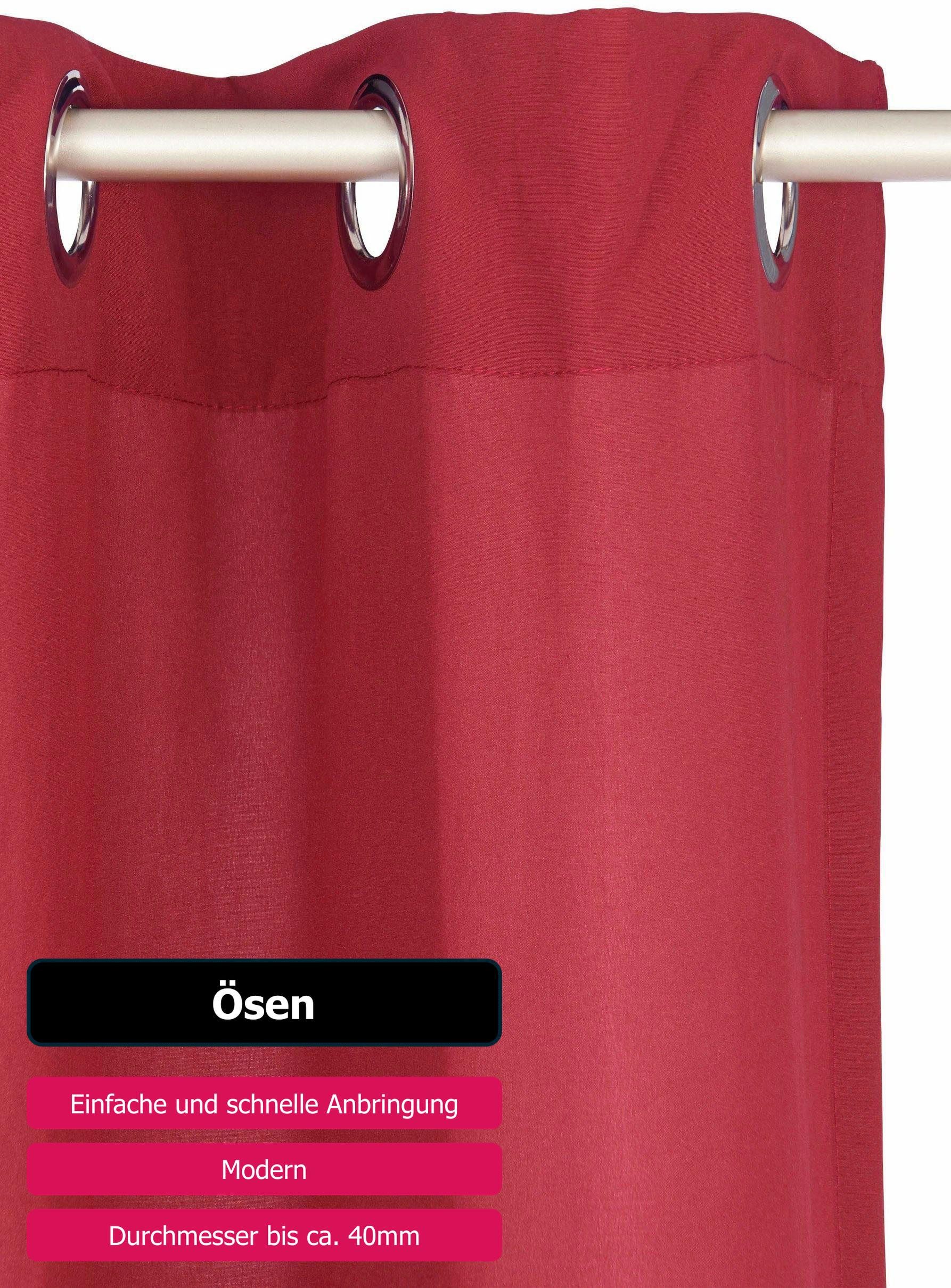 OTTO home Vorhang Raja mit Ösen, 2er Pack, blickdicht, Topseller! (2 St), Ösen, blickdicht, Polyester, einfarbig, Einfache Montage, Pflegeleicht, Ösen, 2 er Pac – Bild 4 von 5