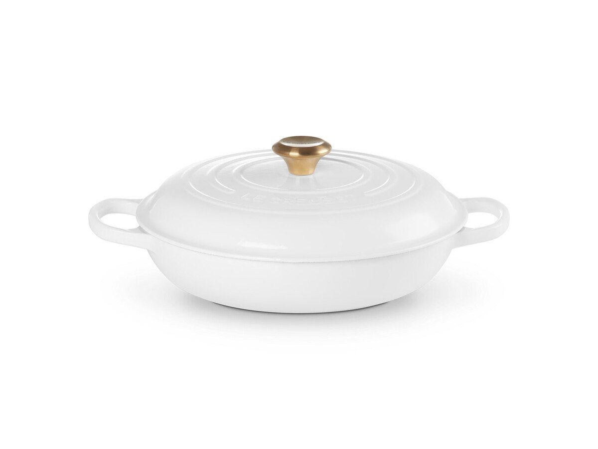 LE CREUSET Geschirr-Set Gourmet-Profitopf mit Deckel 30 cm Signature White, Gusseisen