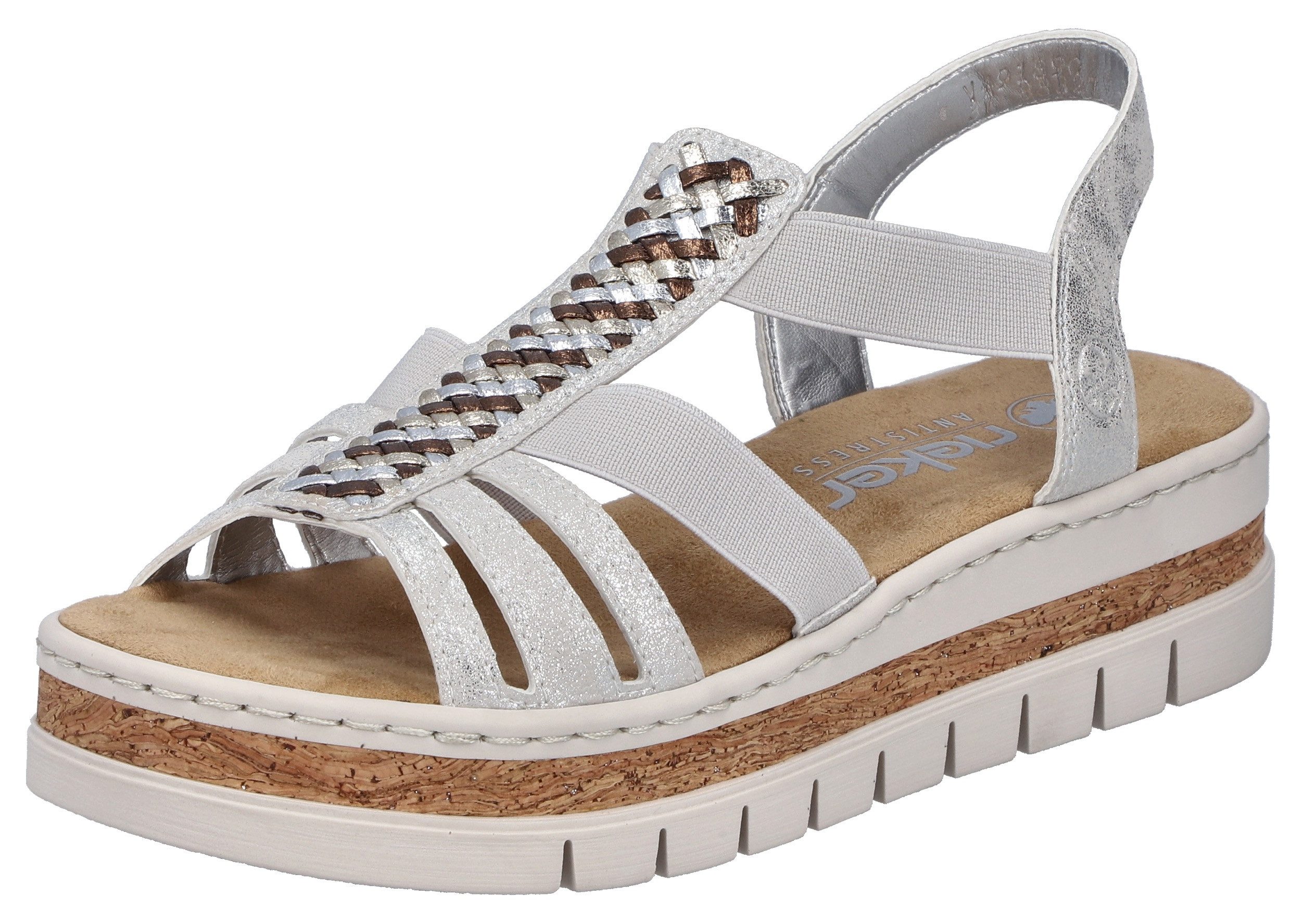 Rieker Keilsandalette Keilsandalette, Plateausandale, Sommerschuh in Metallic-Optik