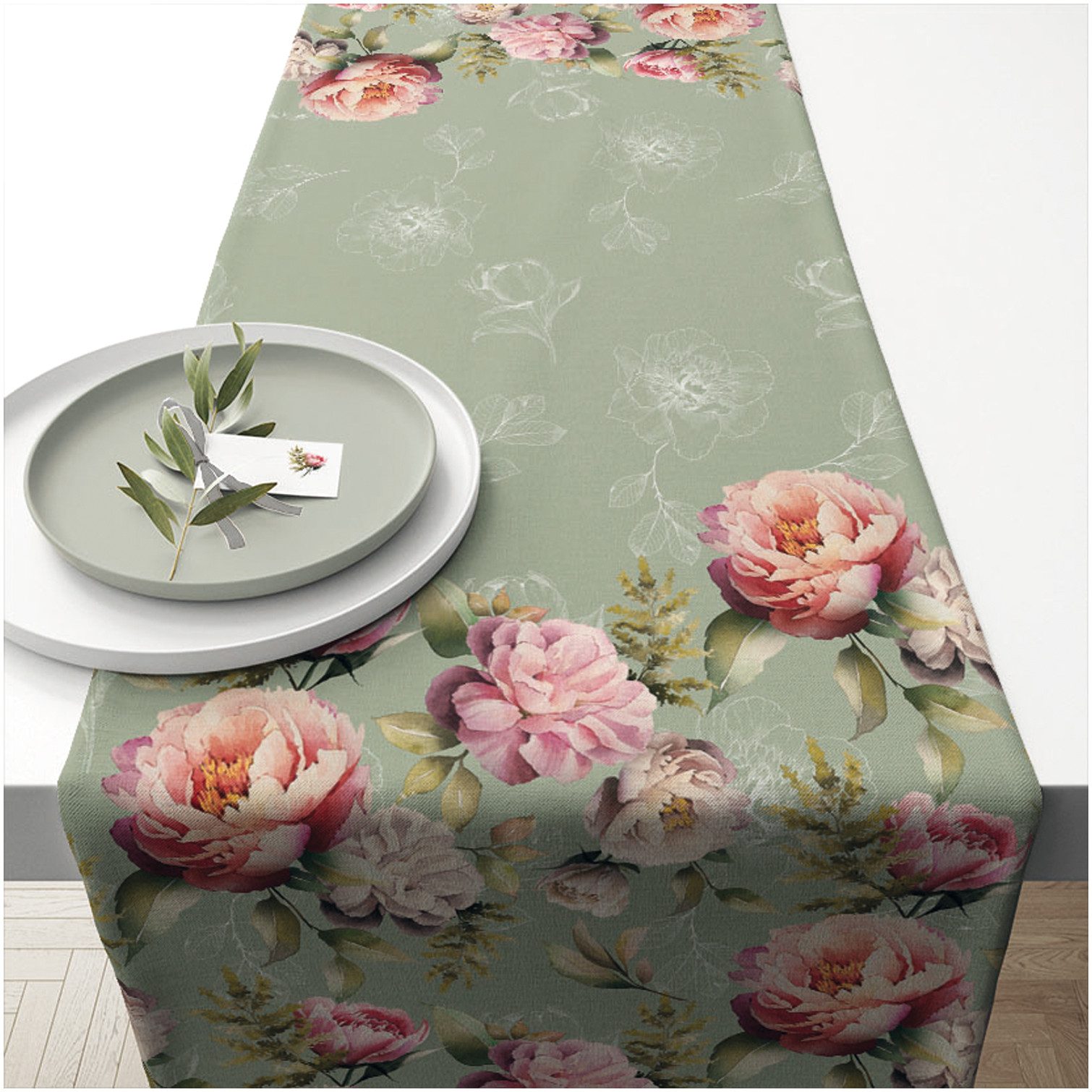 Ambiente® Tischläufer Peonies composition (1-tlg, 1-teilig), günstig online kaufen