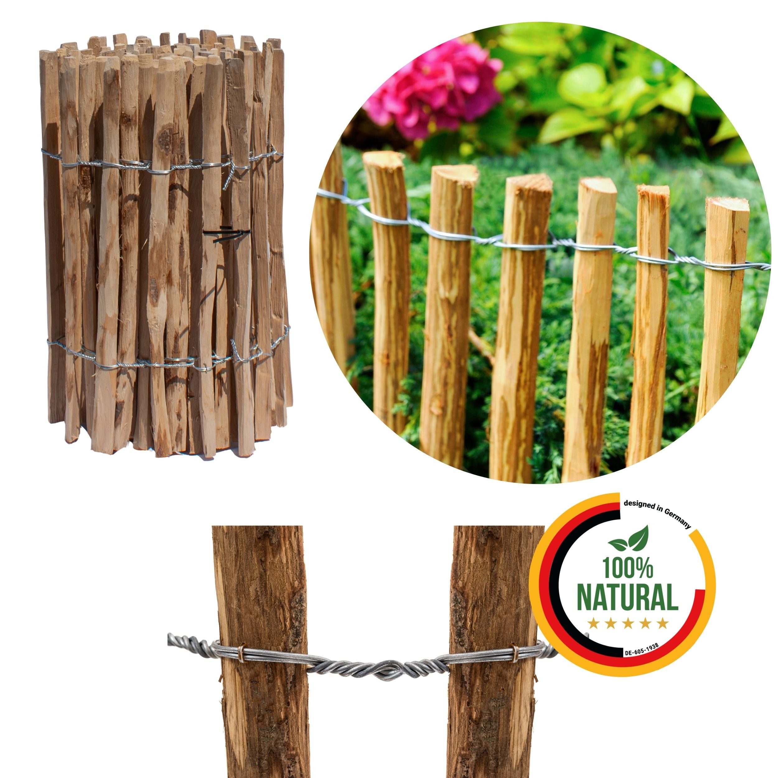 Floranica Staketenzaun Gartenzaun aus Haselnuss oder Kastanie, Steckzaun, R günstig online kaufen