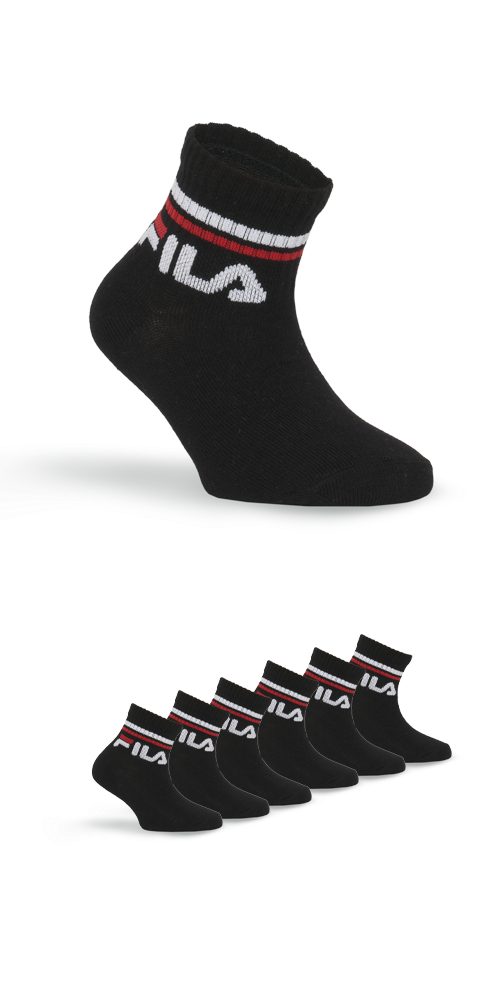 Fila Kurzsocken JUNIOR UNISEX QUARTER PLAIN SOCKS (6-Paar) mit eingestricktem Logo im Bündchen, Kindersocken