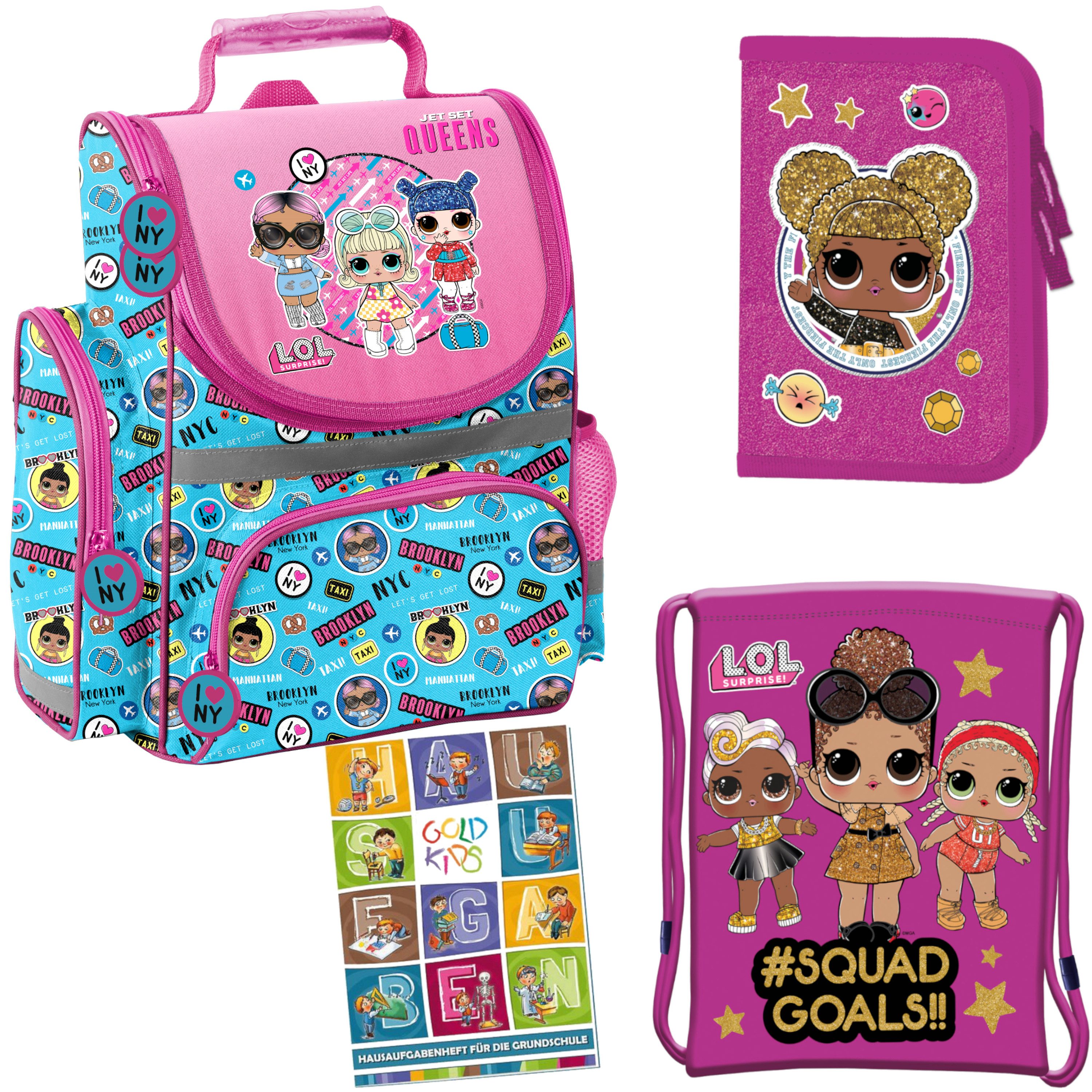Schulranzen für Jungen und Mädchen, 4er-Set - Schul-Rucksack für
