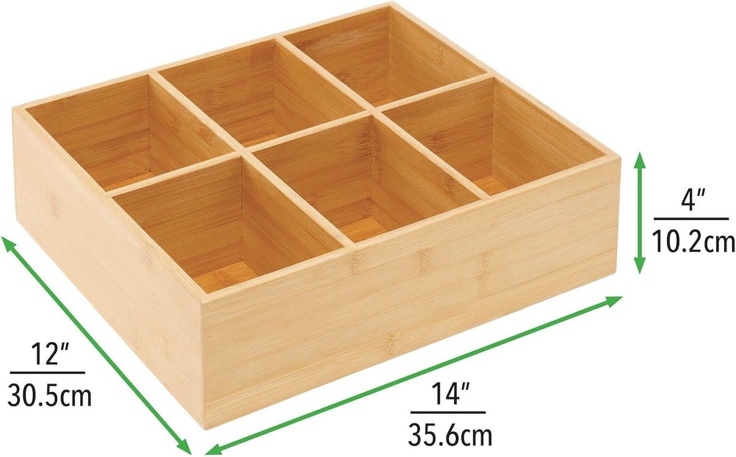 mDesign Aufbewahrungssystem mDesign Teebox Gewürzbox Holz Organizer 6 Fächer 2er-Set Bambus Natu