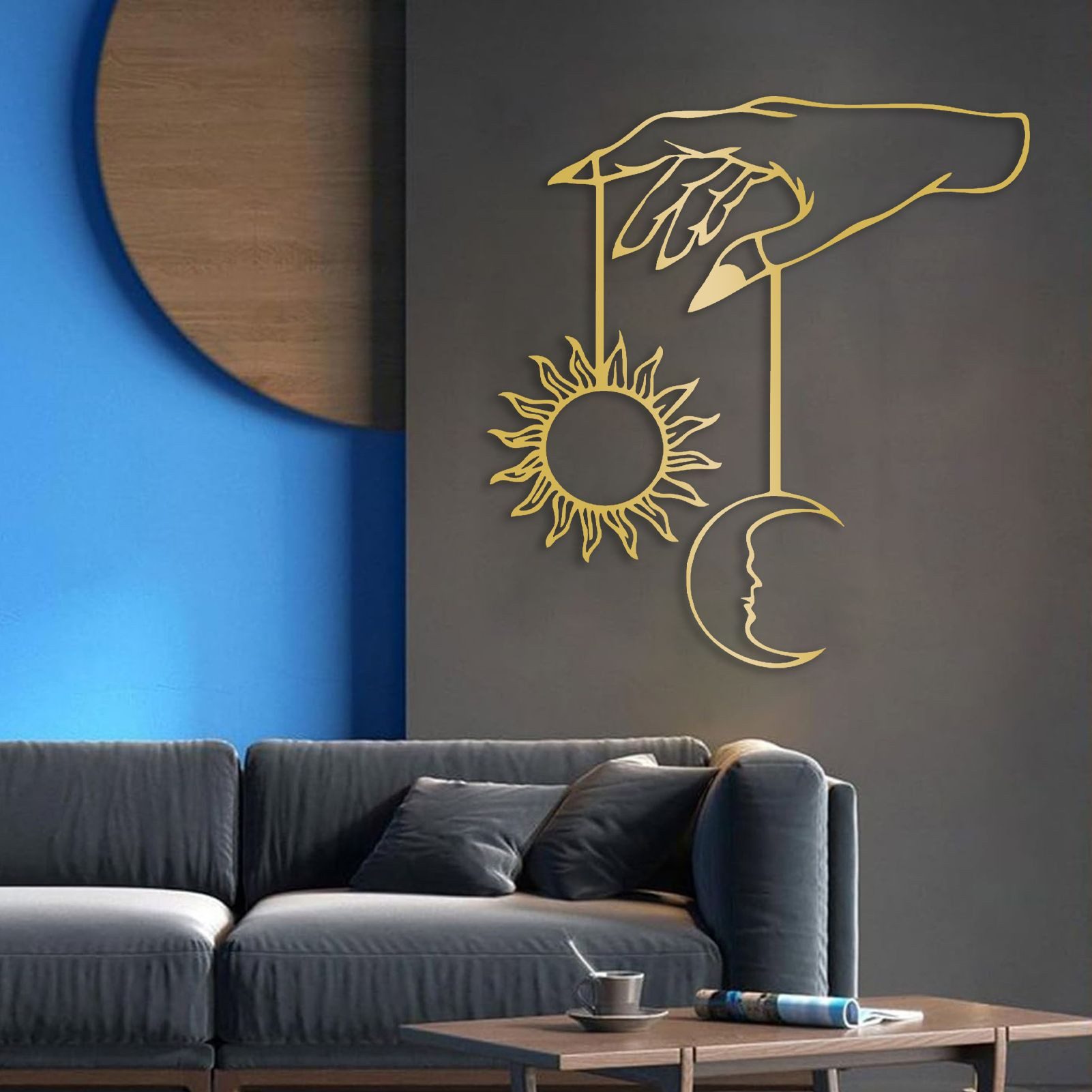 Jumpeak Wanddekoobjekt Metall Wanddekoration Sonne Mond günstig online kaufen