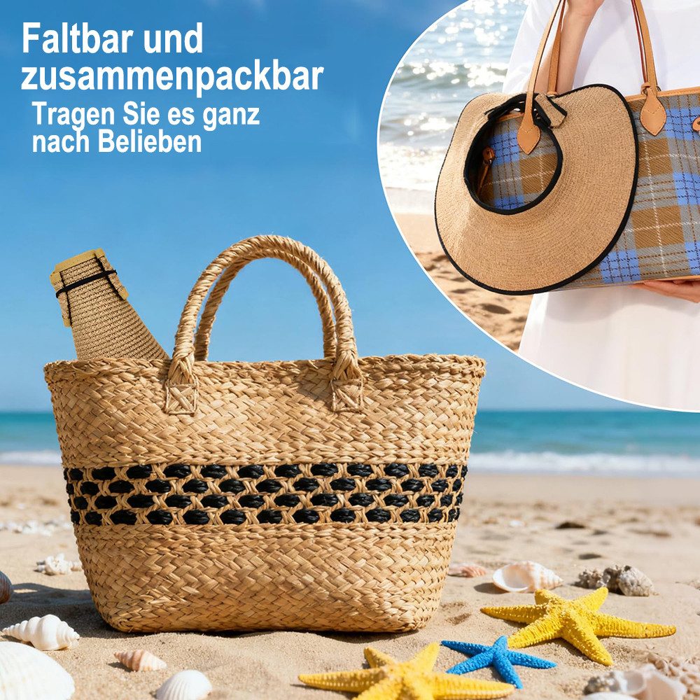 Zaewry Sonnenhut Sonnenhüte mit breiter Krempe, Sonnenhut für Damen,Faltbar rollbar für Outdoor-Abenteuer, Wandern,Pferdeschwanz-Öffnung,Strandhut – Bild 3 von 4