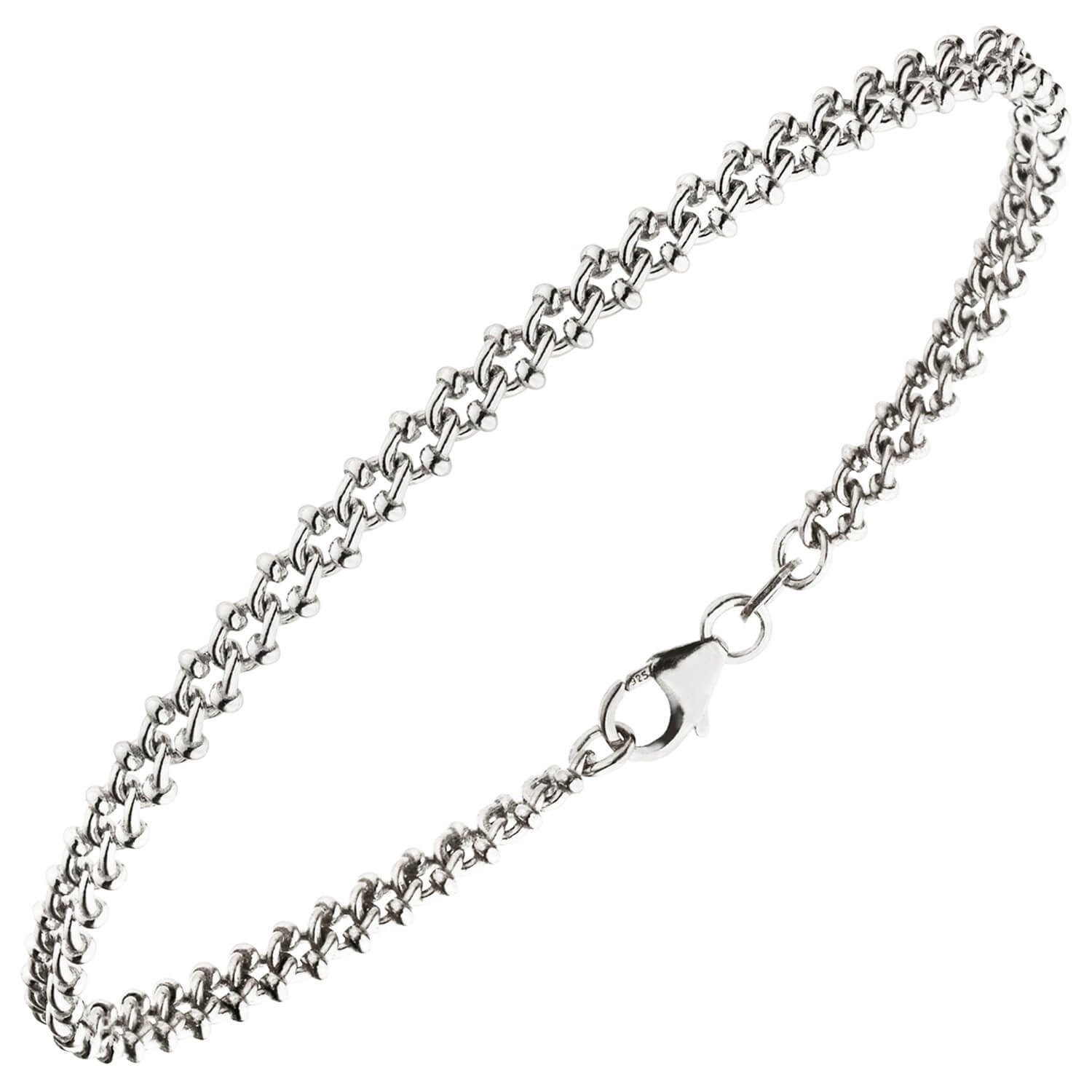 Silberarmband 4mm Armband aus 925 Silber rhodiniert 19cm