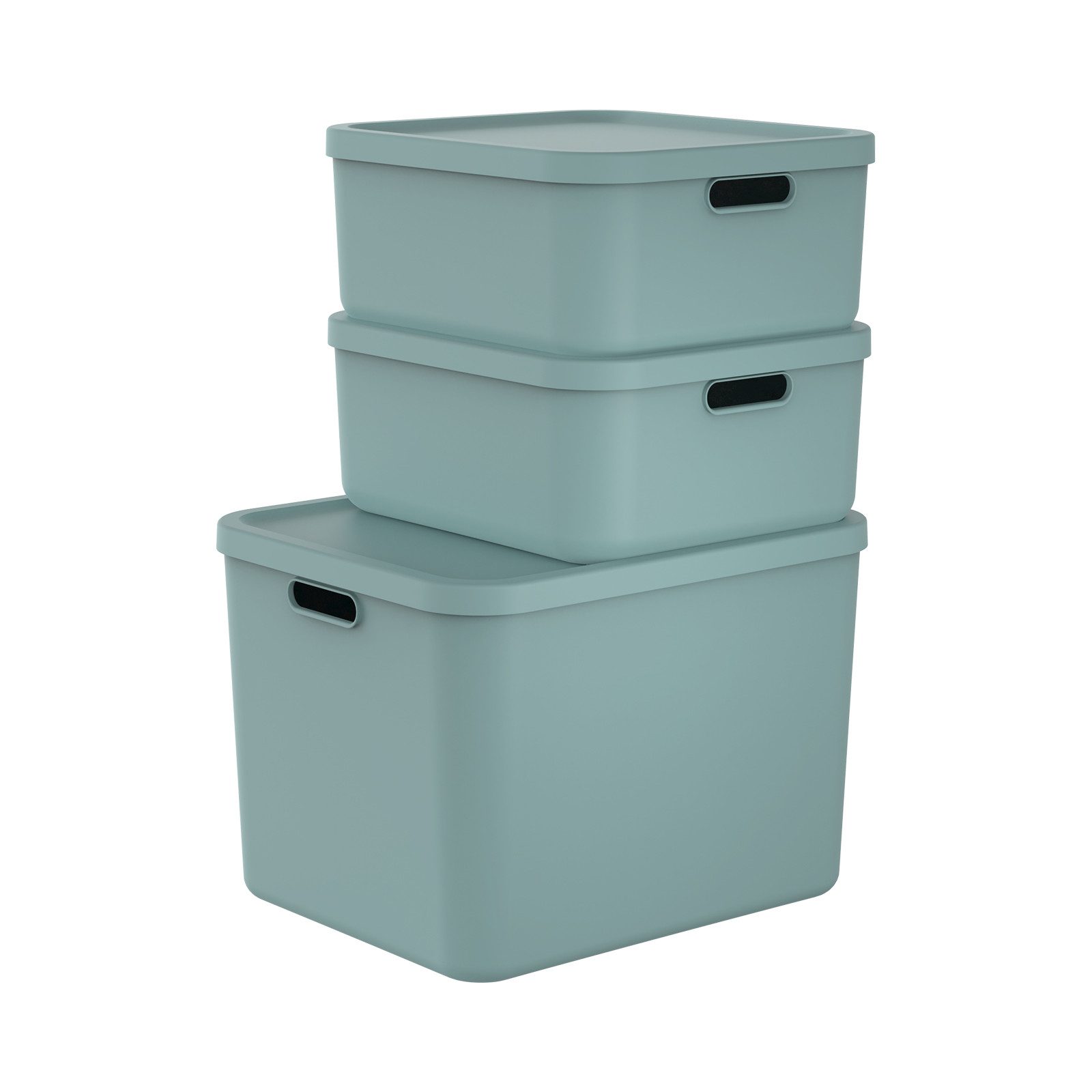 ROTHO Stapelbox Albula Light Set 3tlg. 2x 20l und 55l Ящики для хранения mit Deckel (3-teilig, Одежда и товары для бокса-Set), Recycelt, modular, mit Tragegriffen