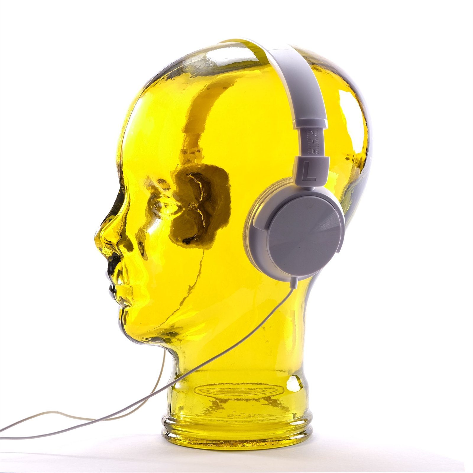 DESIGN DELIGHTS Skulptur Glas KOPFHÖRERSTÄNDER MICK gelb transparent, 29cm günstig online kaufen