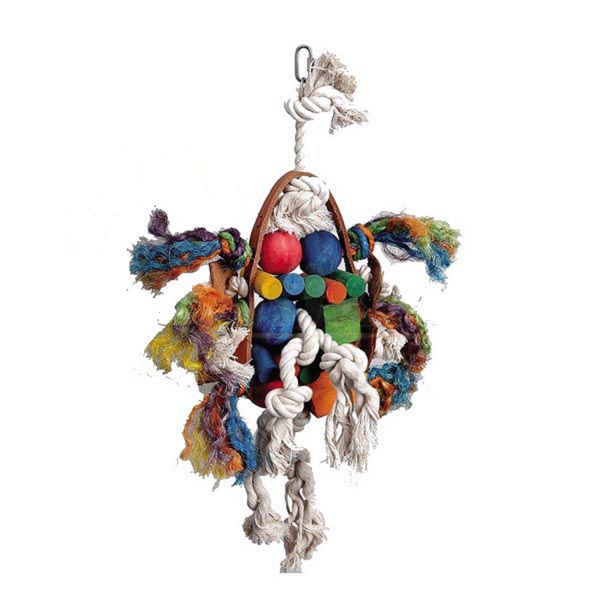 Ollesch Vogelspielplatz Papageienspielzeug Vogelspielzeug Holz & Seil zum Aufhängen, 52cm