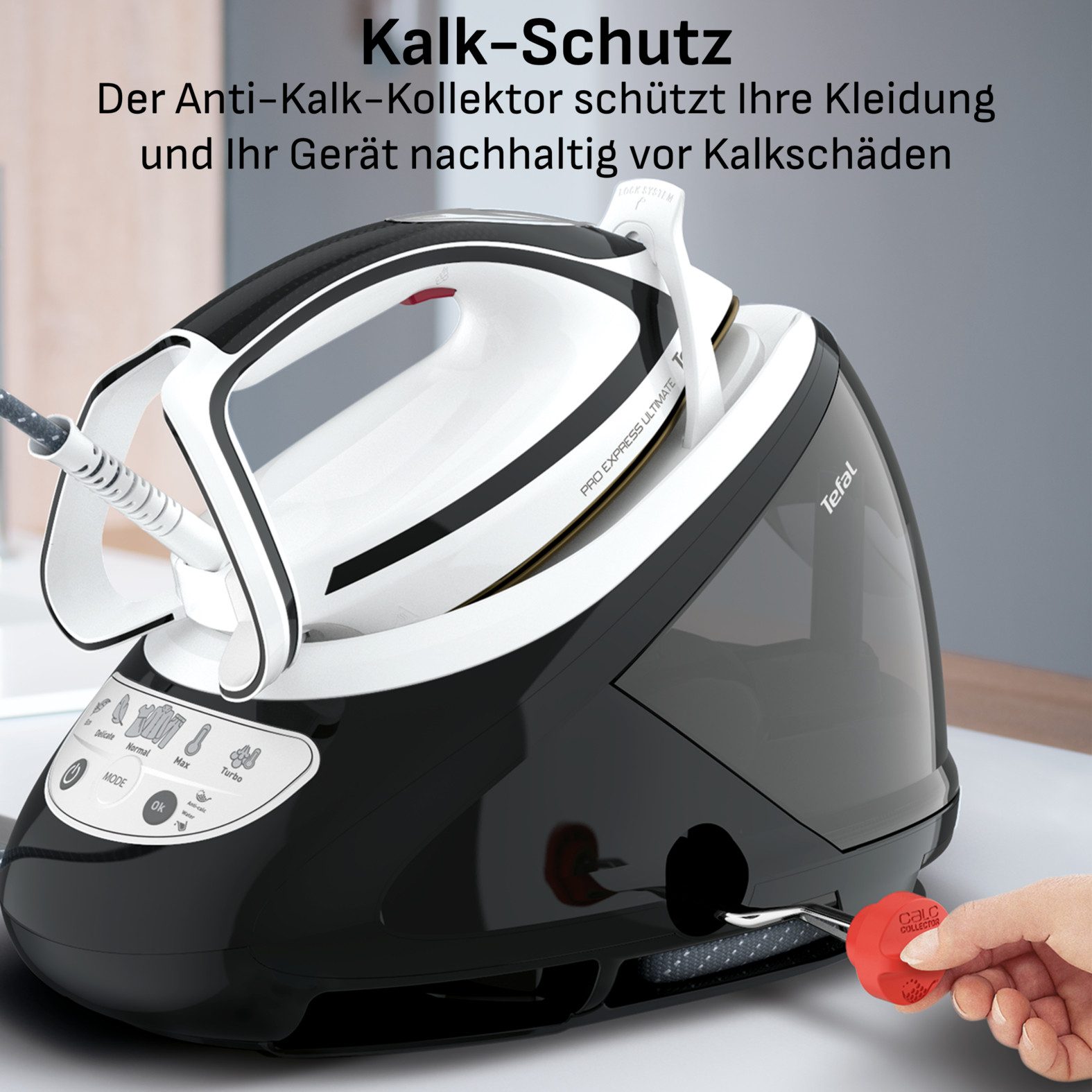 Tefal Dampfbügelstation Pro Express Ultimate, starker 8-Bar-Druck, 1,9 L Wassertank, 1900 ml Wassertank, Dampfstoß: 520 g/Min., Dauerdampfmenge: 120 g/Min., GV9550