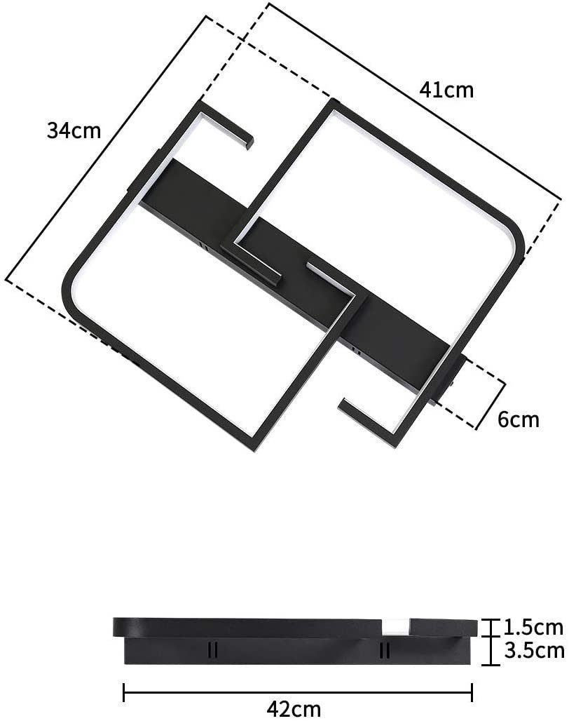 Büro Schwarz fest mit Fernbedienung Deckenleuchte Warmweiß, Kaltweiß, Neutralweiß, integriert, Flur Wohnzimmer Deckenlampe für Nettlife LED Schlafzimmer Dimmbar Esstisch 35W, LED