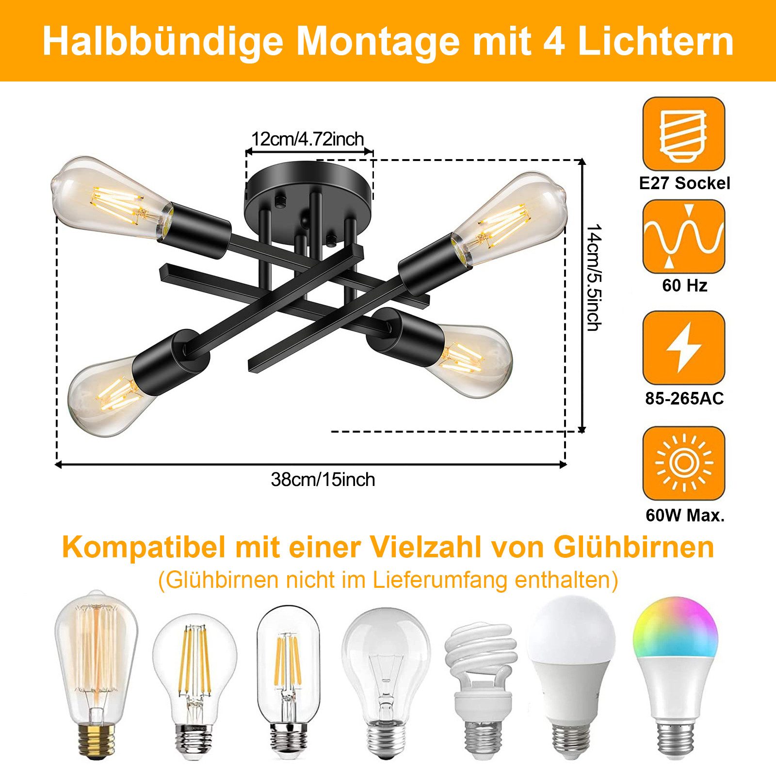 Lapamax LED Deckenleuchte Sputnik Deckenleuchte Wohnzimmer günstig online kaufen