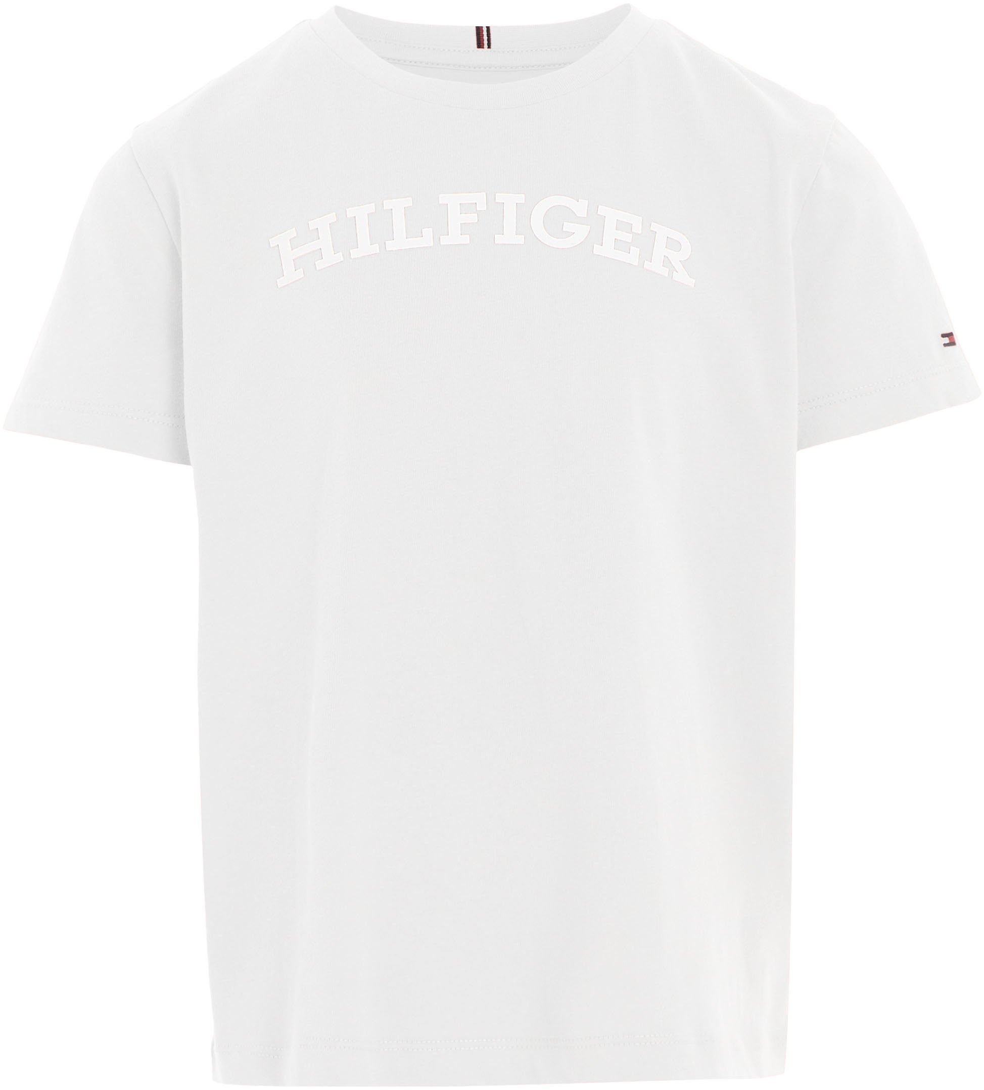 Hilfiger modischem auf TEE Hilfiger-Logoschriftzug White mit der Tommy T-Shirt MONOTYPE S/S Brust