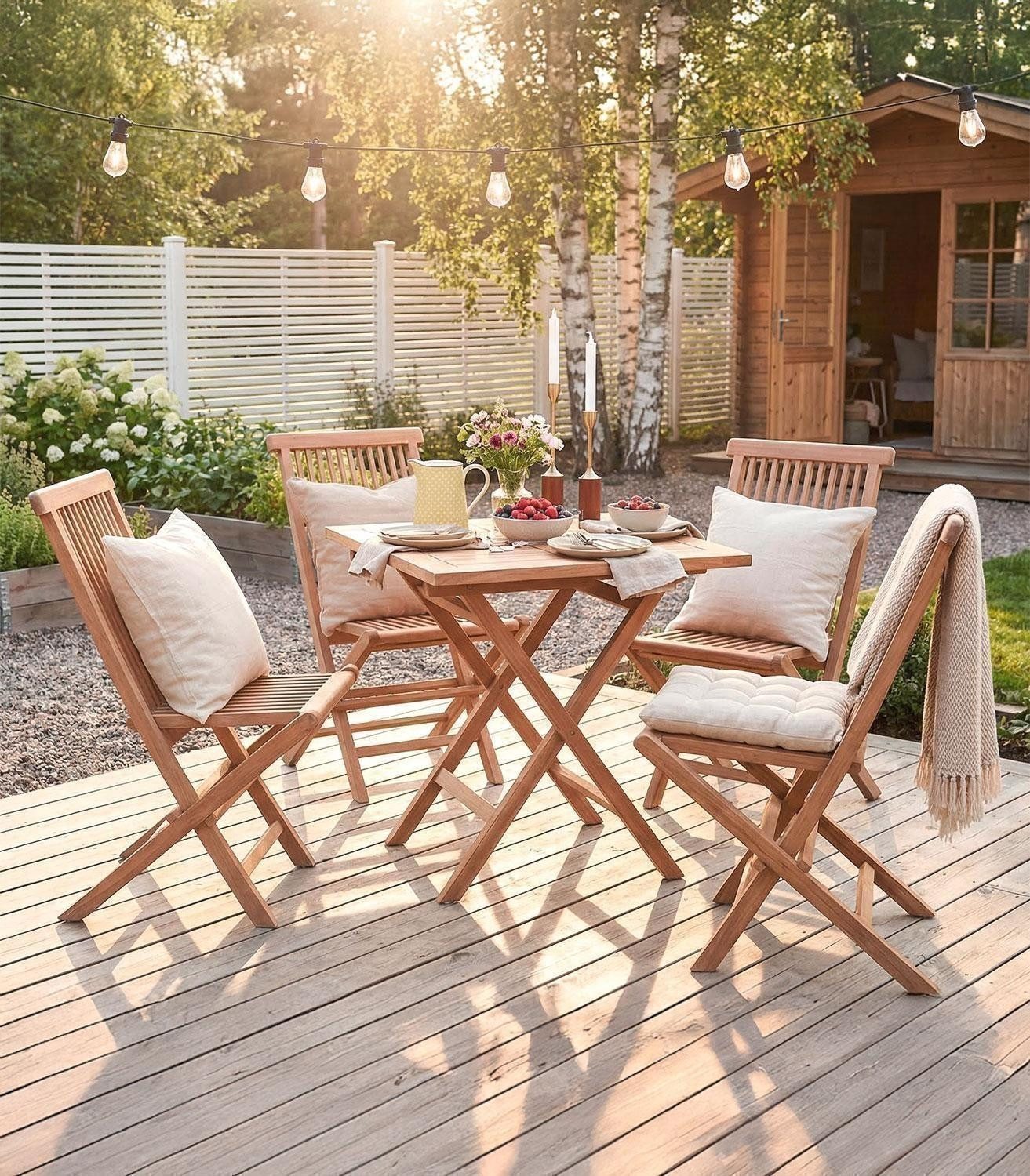 Outdoor Klappstuhl RIVA, Braun, Teakholz massiv, Klappbar, (2 St), B 43 x H 89 x T 47 cm