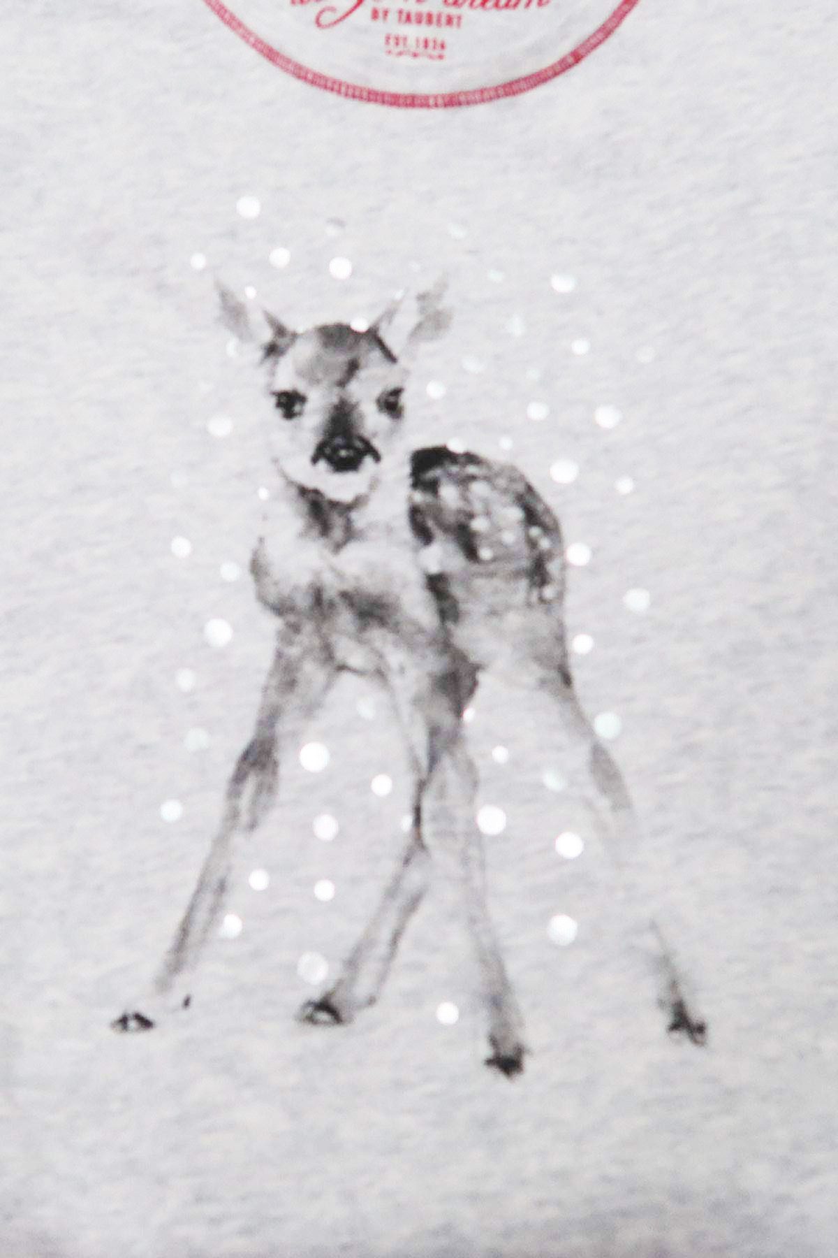 Steinnacher Bärbel Nachthemd Damen Big-Shirt Fairy Tale Soft Grey Melange Rehkitzmotiv