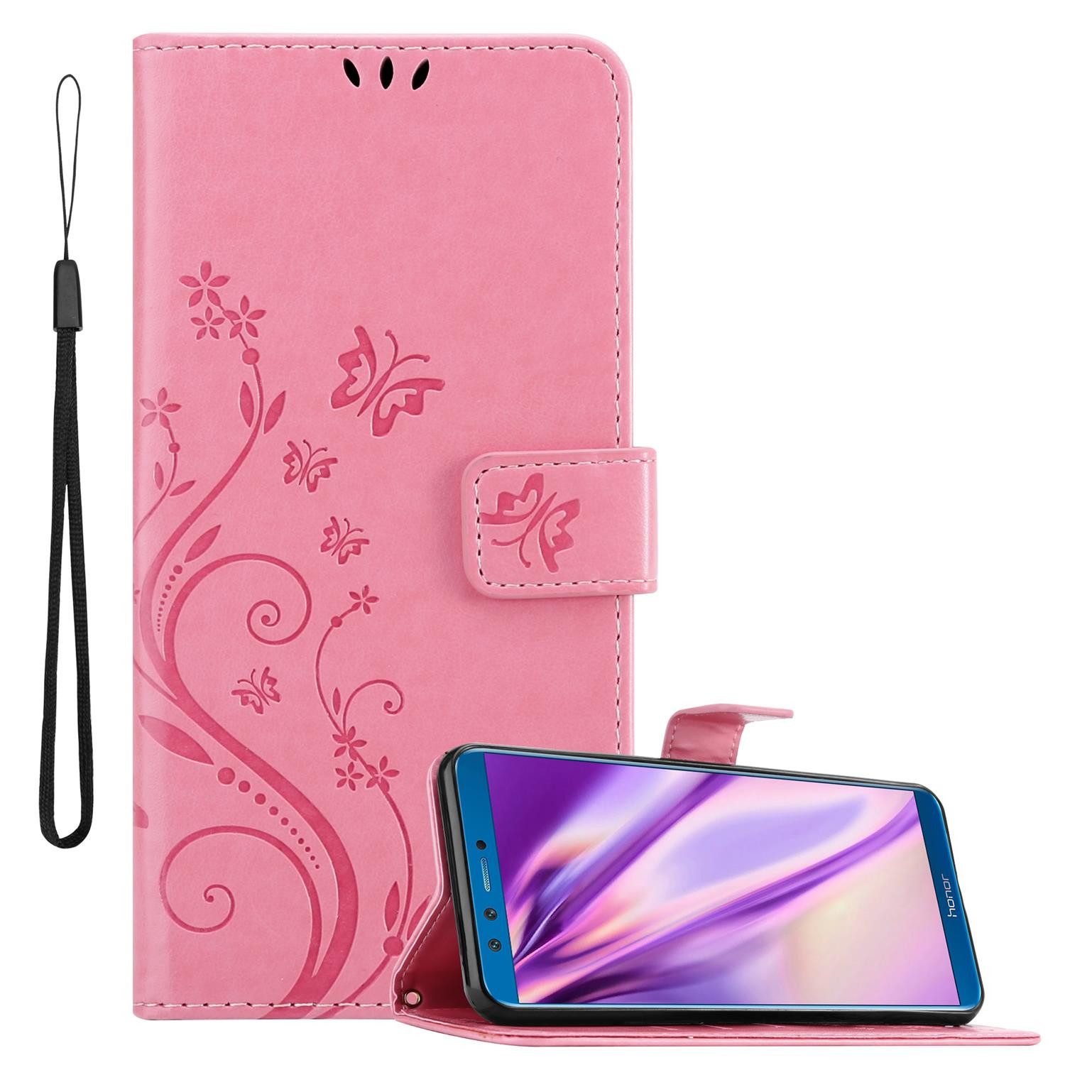 Cadorabo Handyhülle für Honor 9 LITE Hülle Honor 9 LITE, Hülle Schutzhülle Blumen Flower mit Standfunktion Kartenfach Magnet