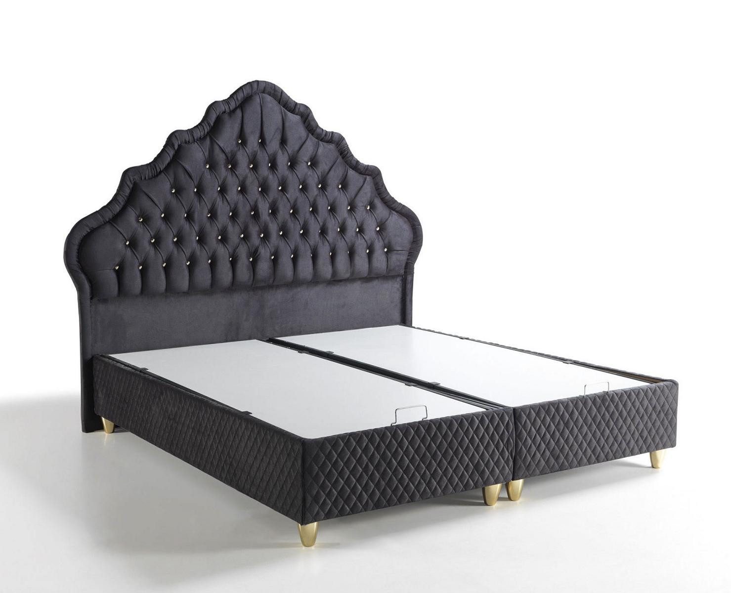 JVmoebel Polsterbett Luxus Polsterbett in Schwarz mit elegantem Design (Bett), Made in Europa