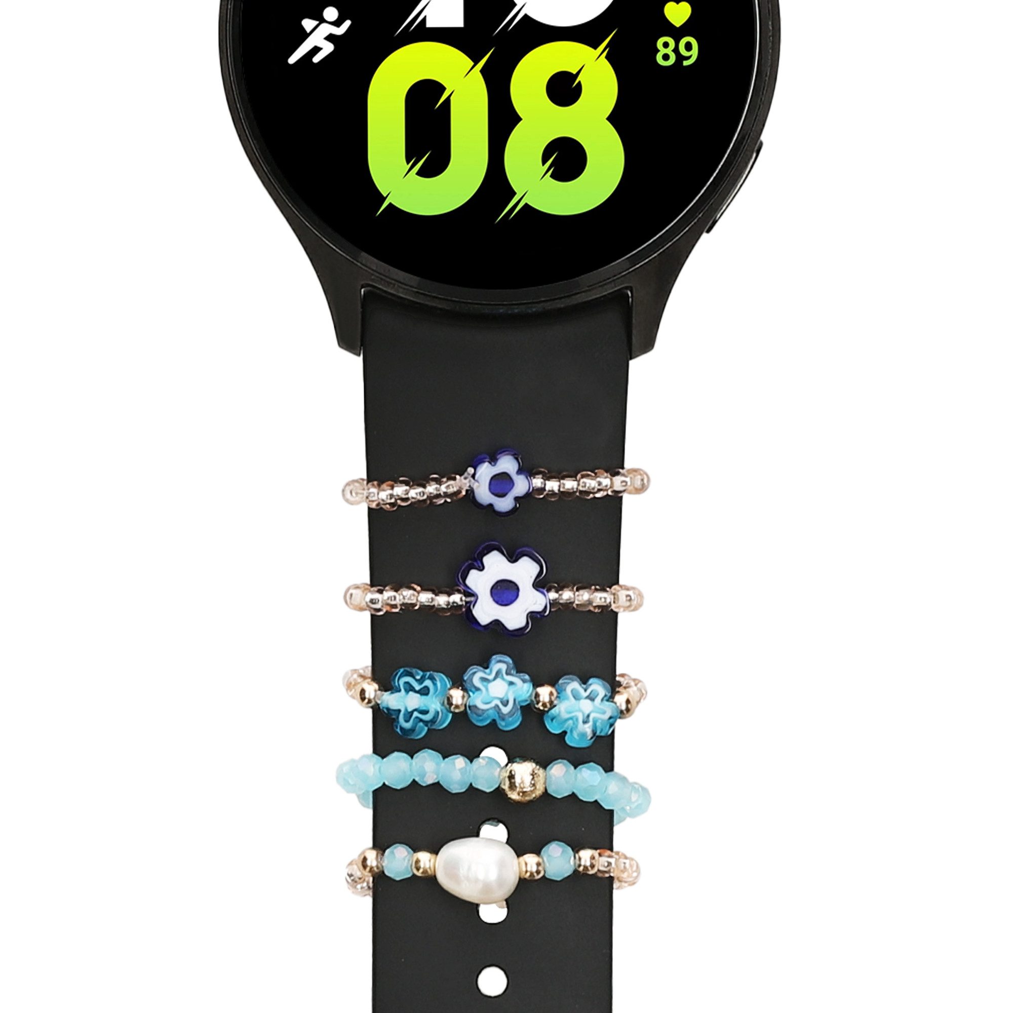 kwmobile 5 Smartwatch Armband Charms für 20 - 22mm Smartwatch Strap (Universal) Smartwatch, 5-tlg., Deko Zubehör aus Acryl - Universal Accessoire für Fitnessuhr Bänder