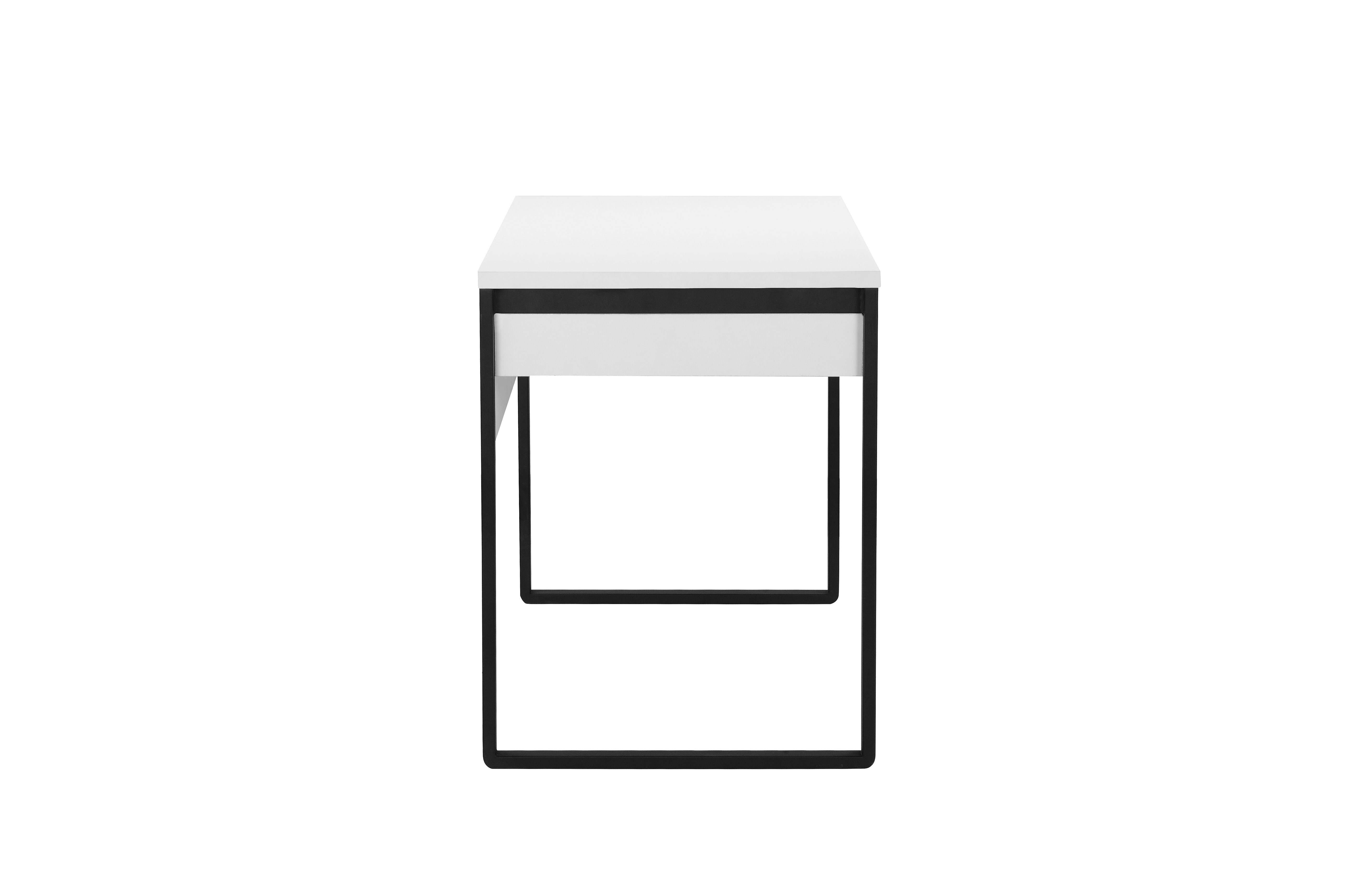 Places of Style Schreibtisch Moid, weiß Computertisch im Schublade 120 weiß/schwarz Breite | cm, Metallbeinen & modernen mit Design
