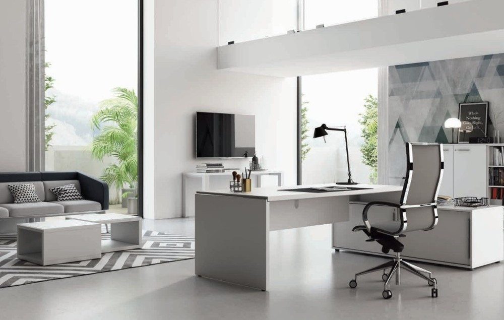 JVmoebel Eckschreibtisch Frezza Schreibtisch Weiß - Büro Tisch für Zuhause und Büro, Made in Europa